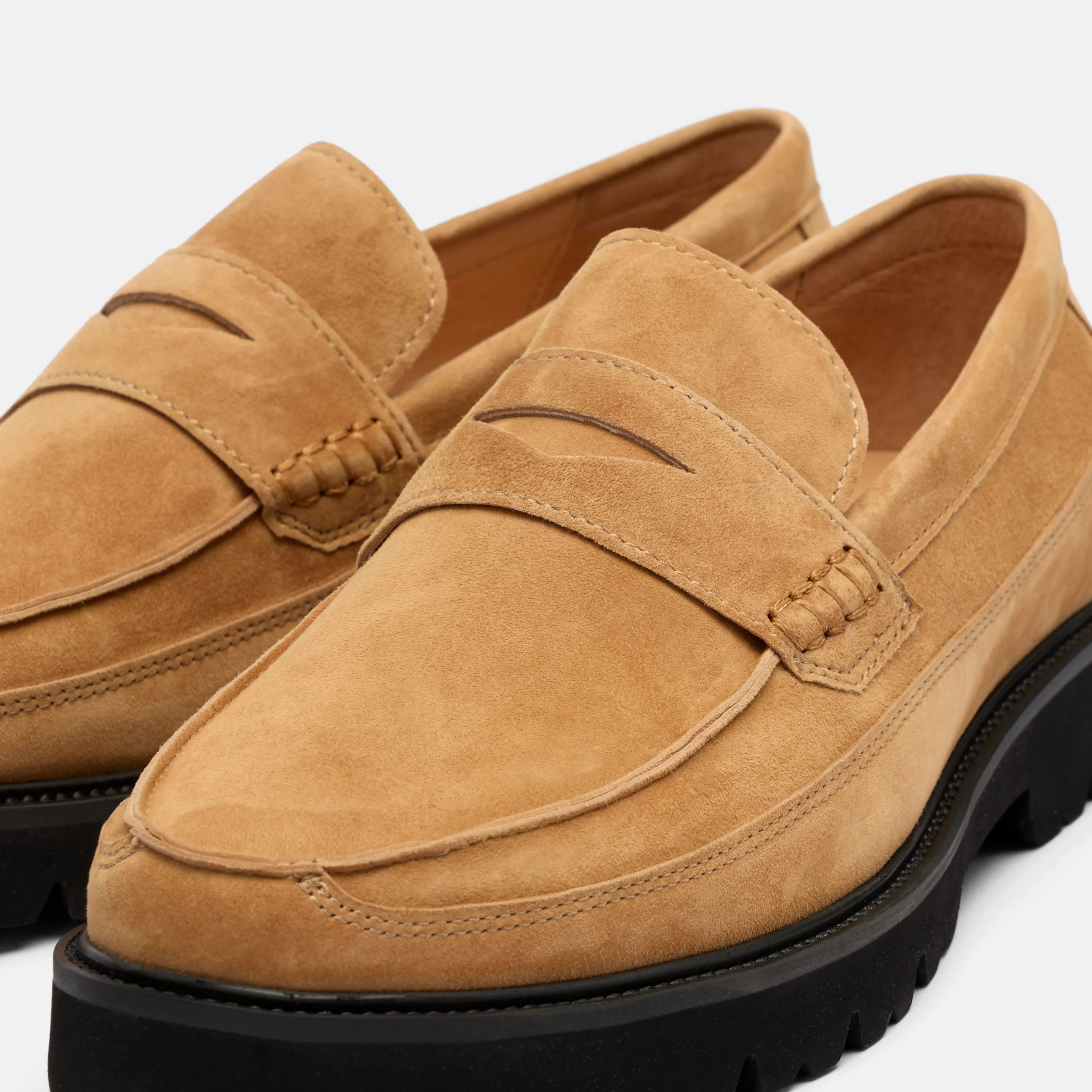 Adler Caramel Suede Lug Penny Loafers - Image 3