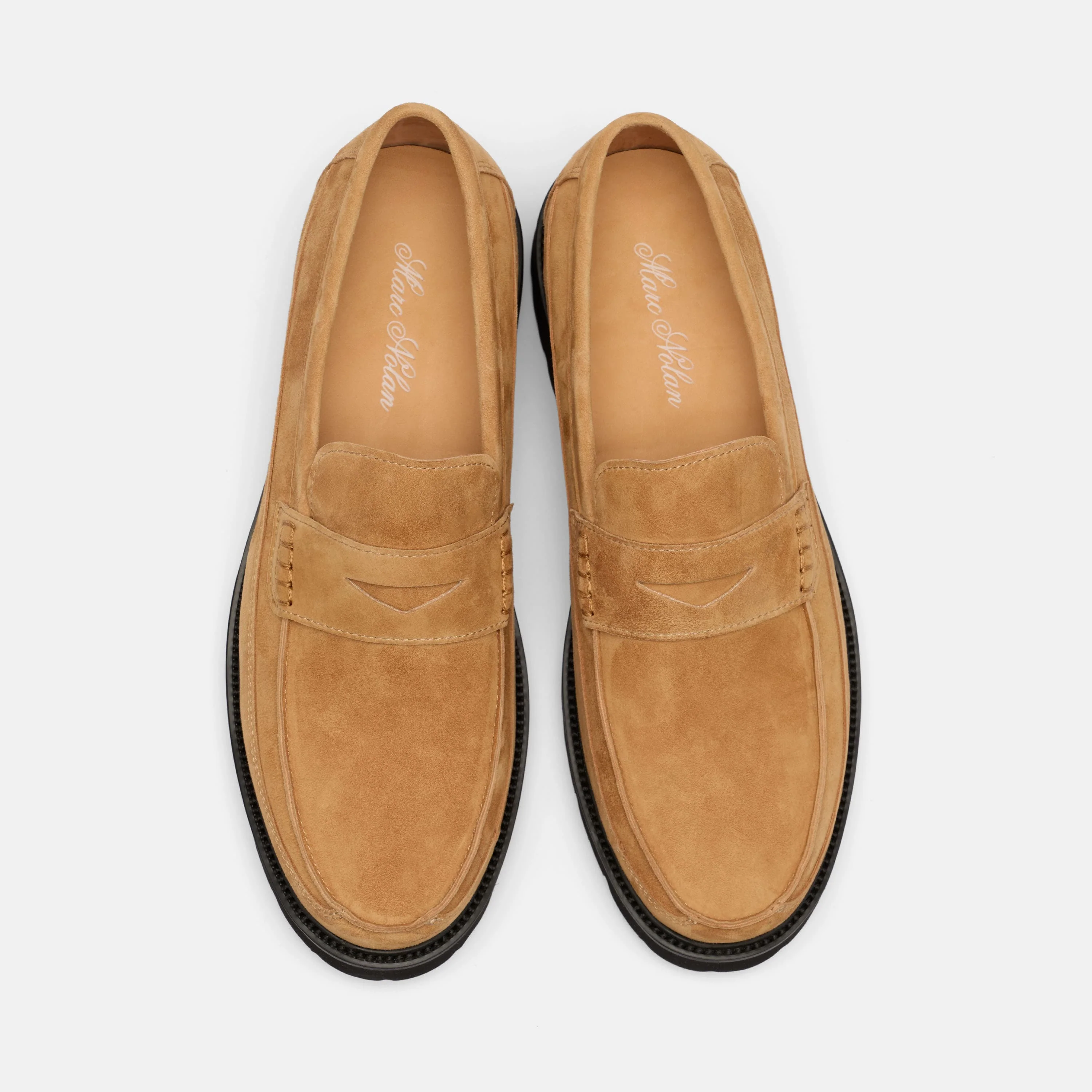 Adler Caramel Suede Lug Penny Loafers - Image 5