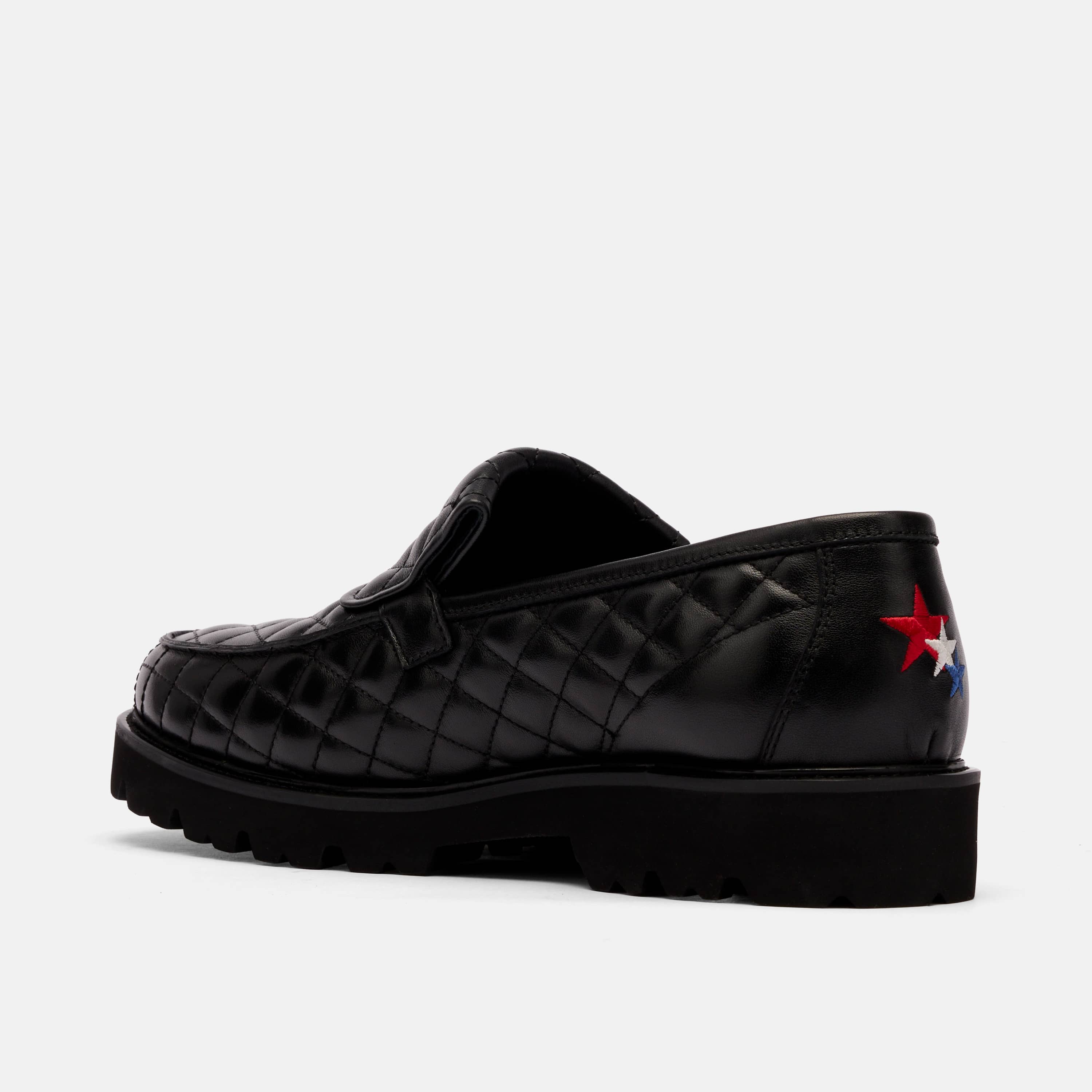 The Pitch Black Quilted Leather Lug Penny Loafers - Image 5