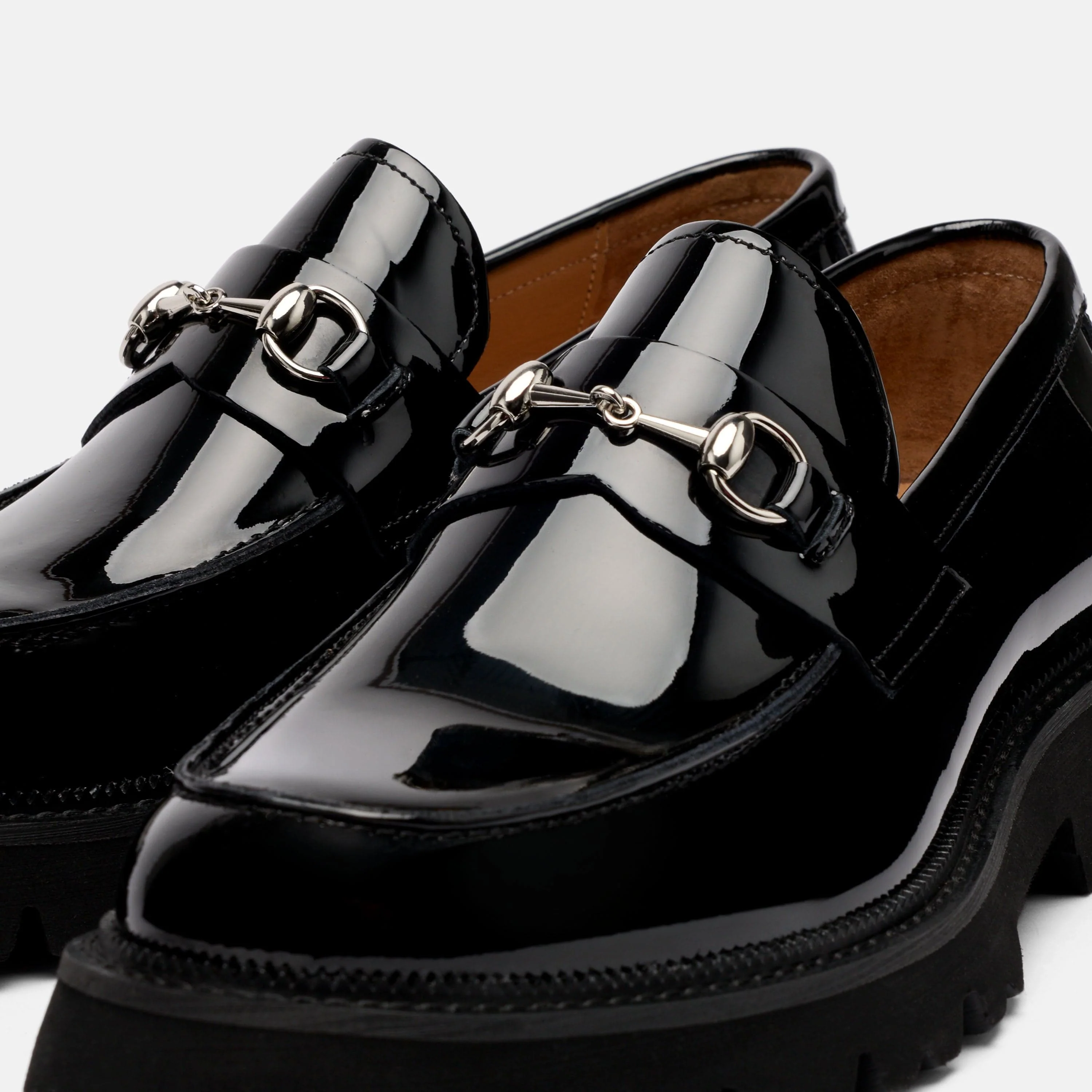 Blake Black Patent Leather Lug Bit Loafers - Image 3
