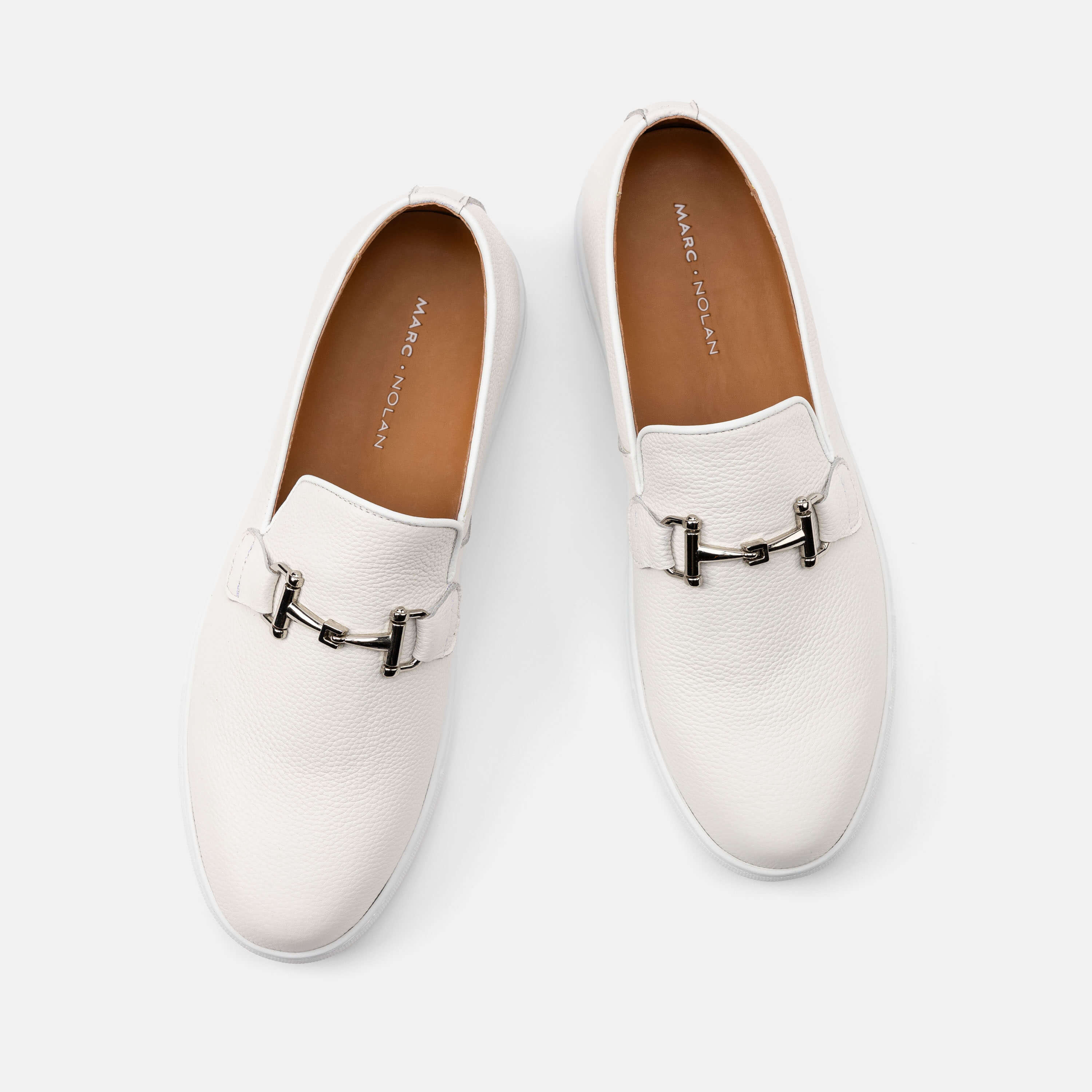 Boardwalk White Leather Horse-Bit Sneakers - Image 4