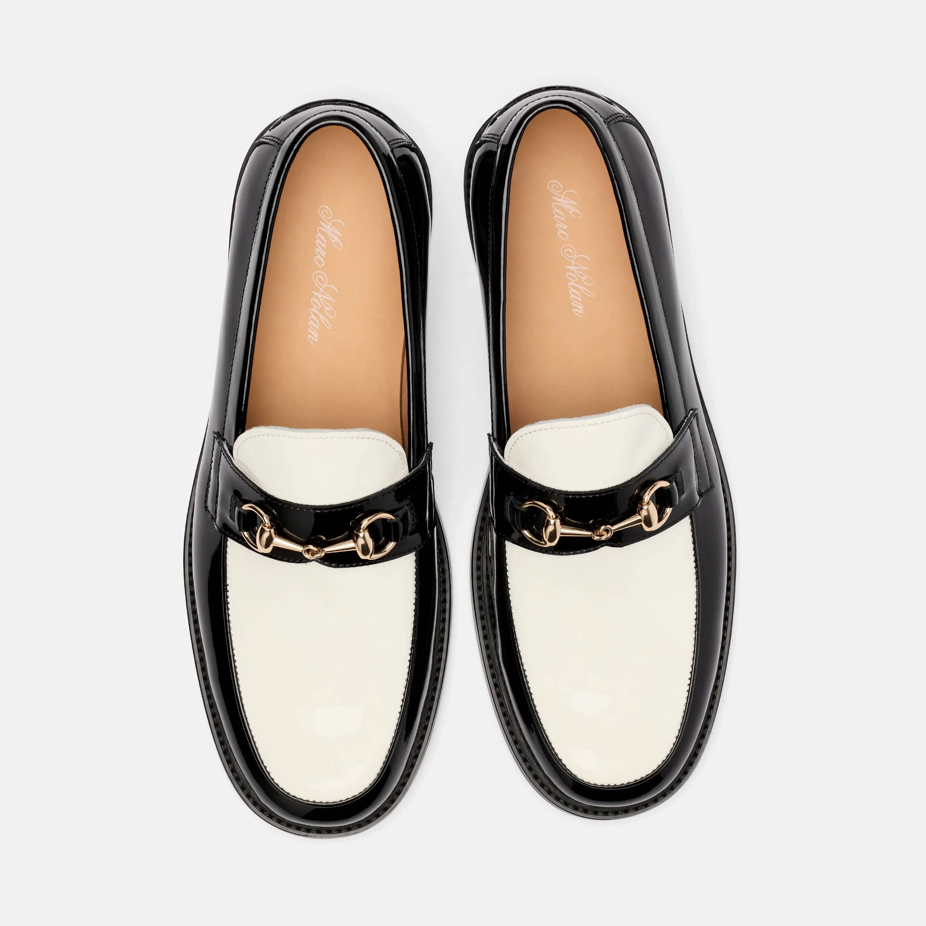 Boardwalk Black/White Patent Leather Horse-Bit Loafers - Image 4