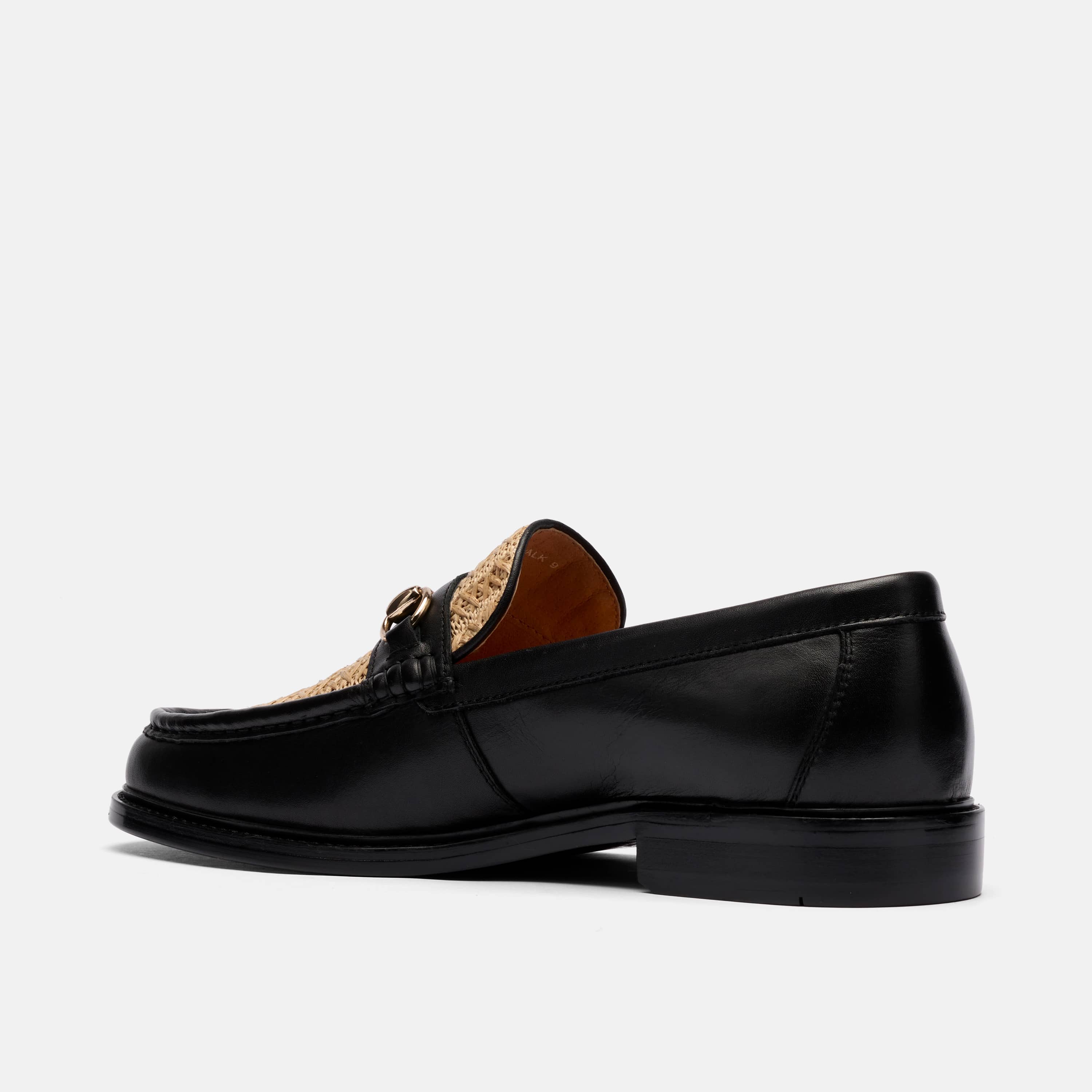 Boardwalk Black/Raffia Leather Horse-Bit Loafers - Image 5