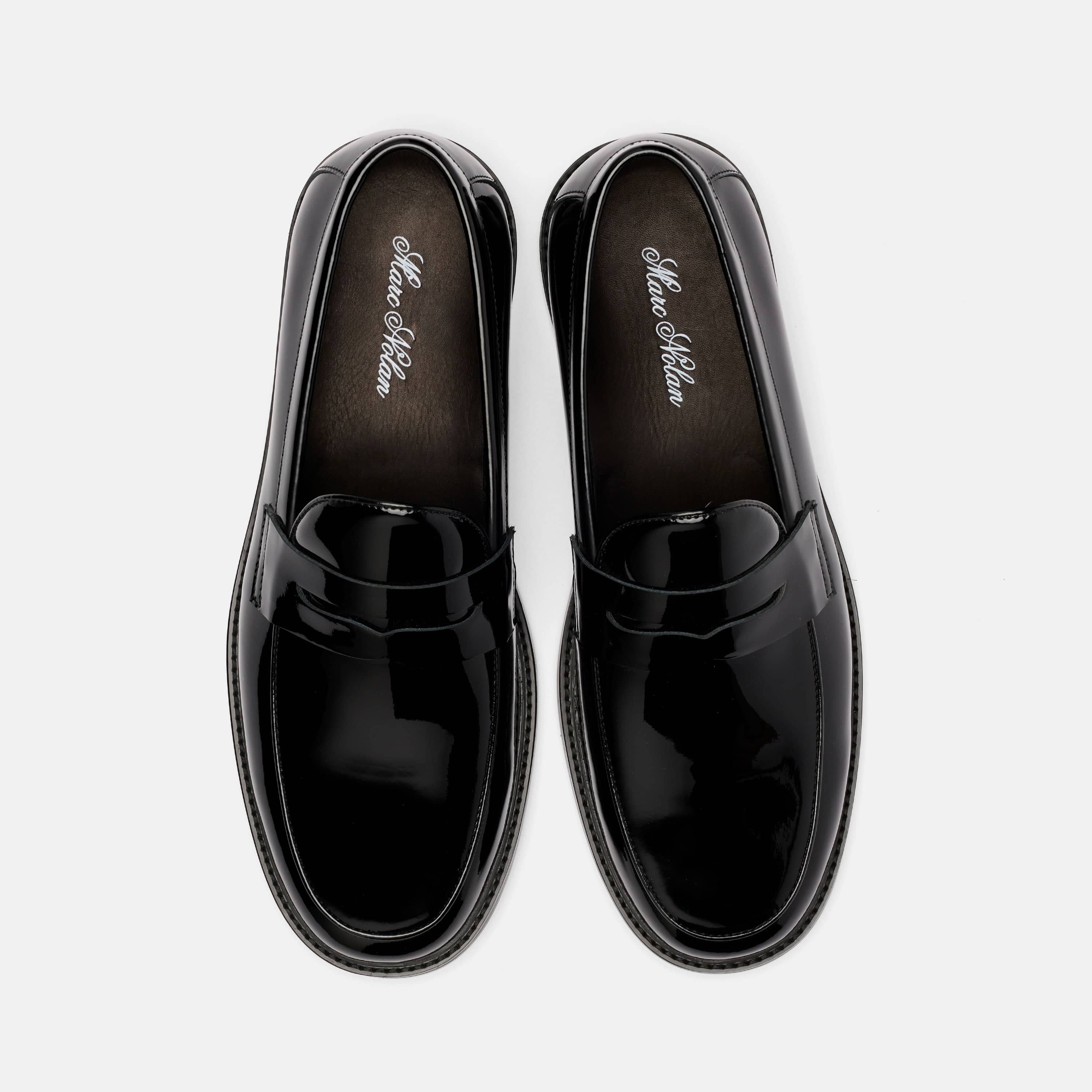 Calum Black Patent Leather Penny Loafers - Image 4