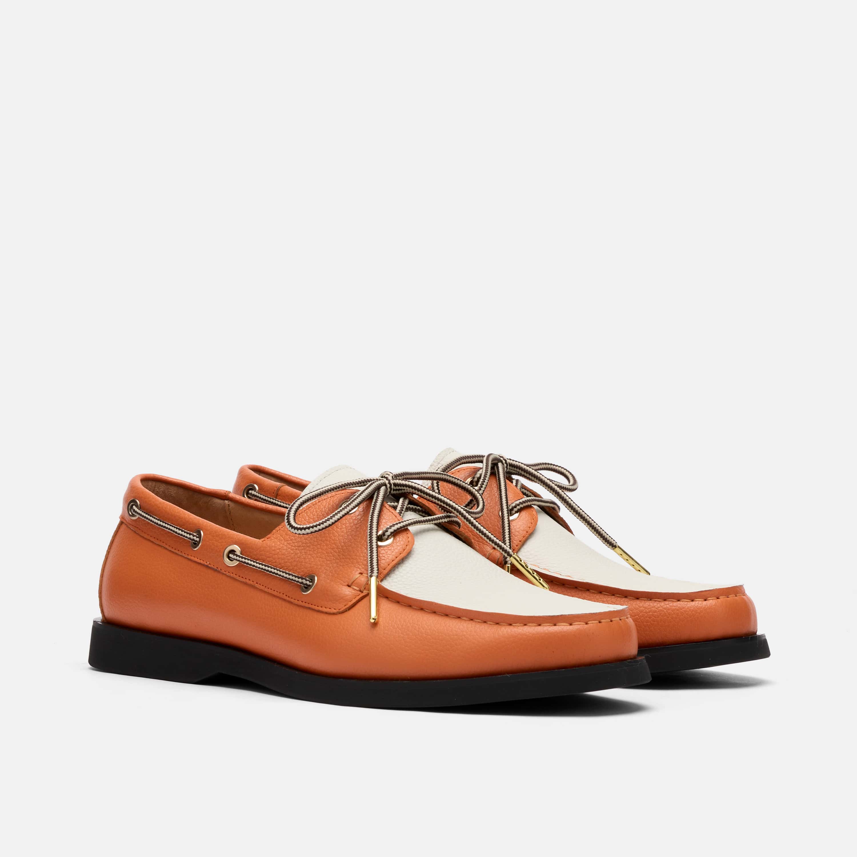 Capri Orange/White Leather Boat Shoes - Image 2
