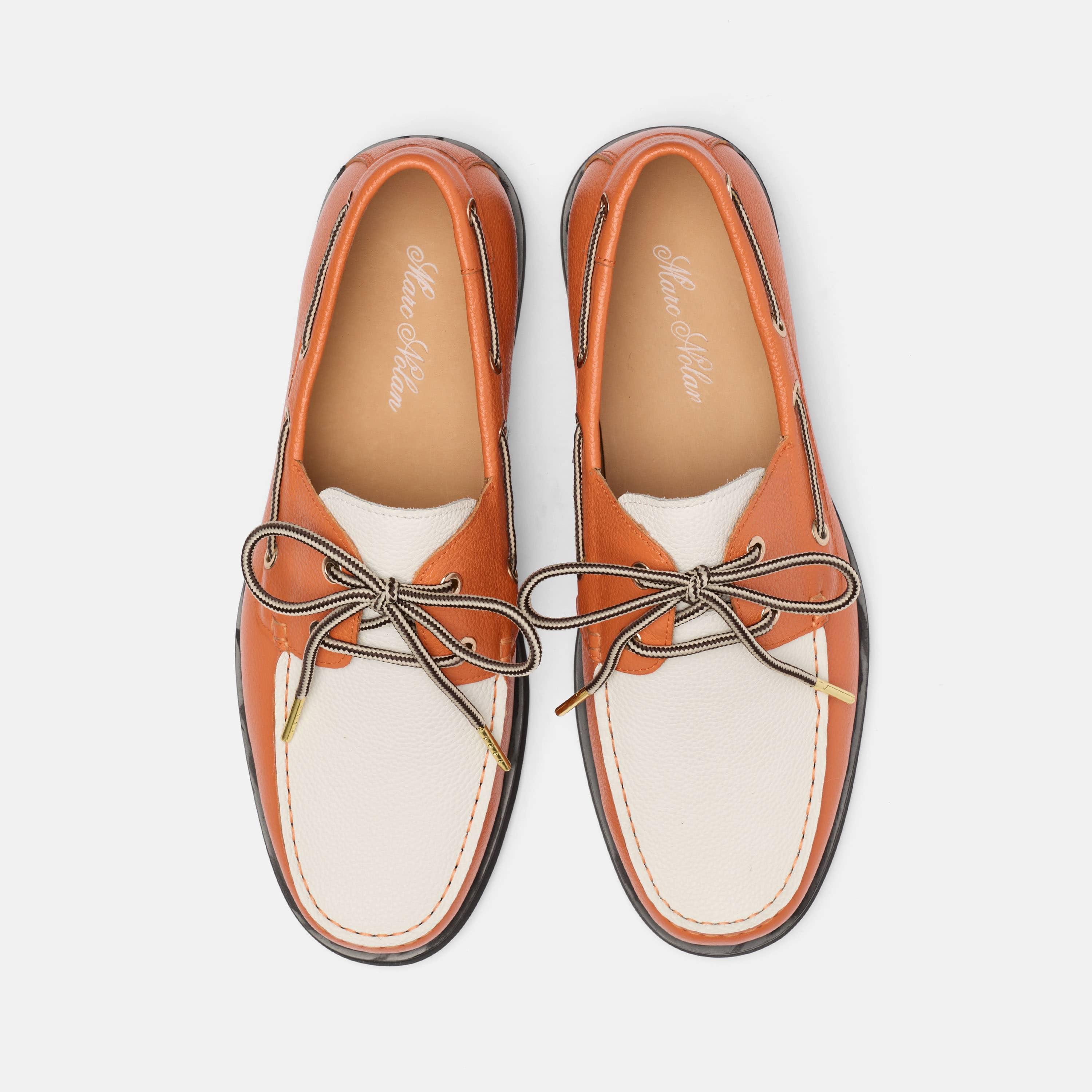 Capri Orange/White Leather Boat Shoes - Image 4