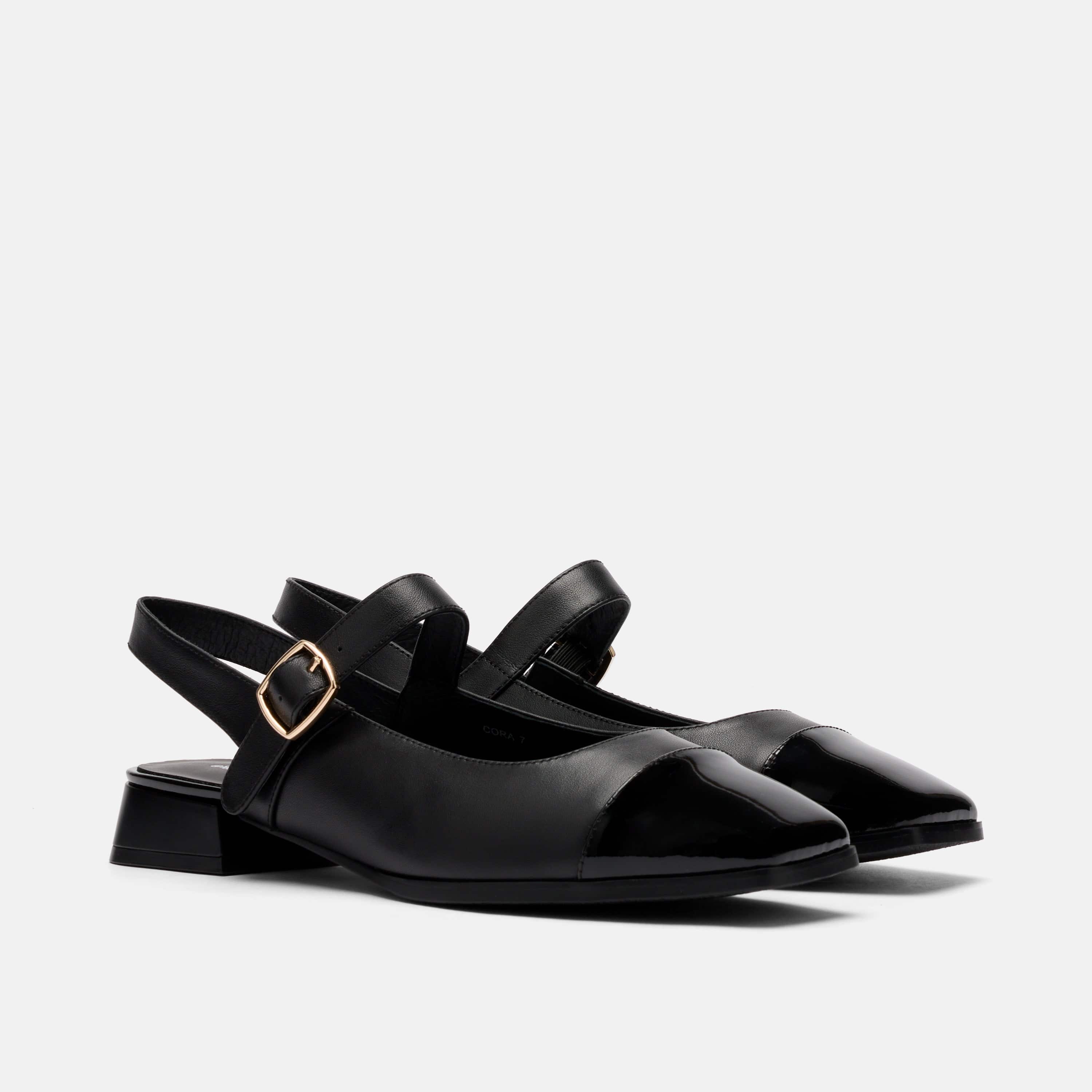 Cora Black Leather Mary Jane Slingbacks - Image 2