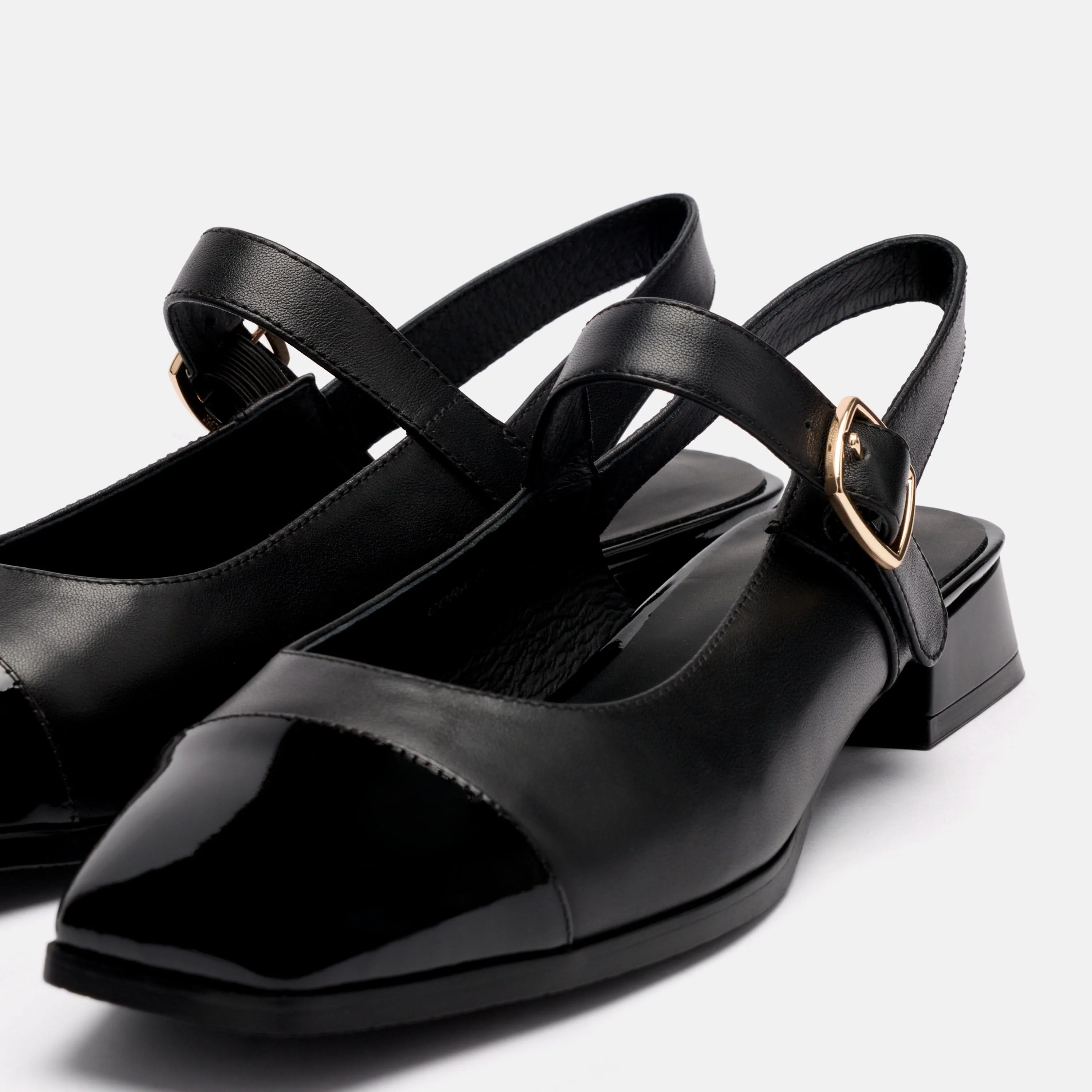 Cora Black Leather Mary Jane Slingbacks - Image 3