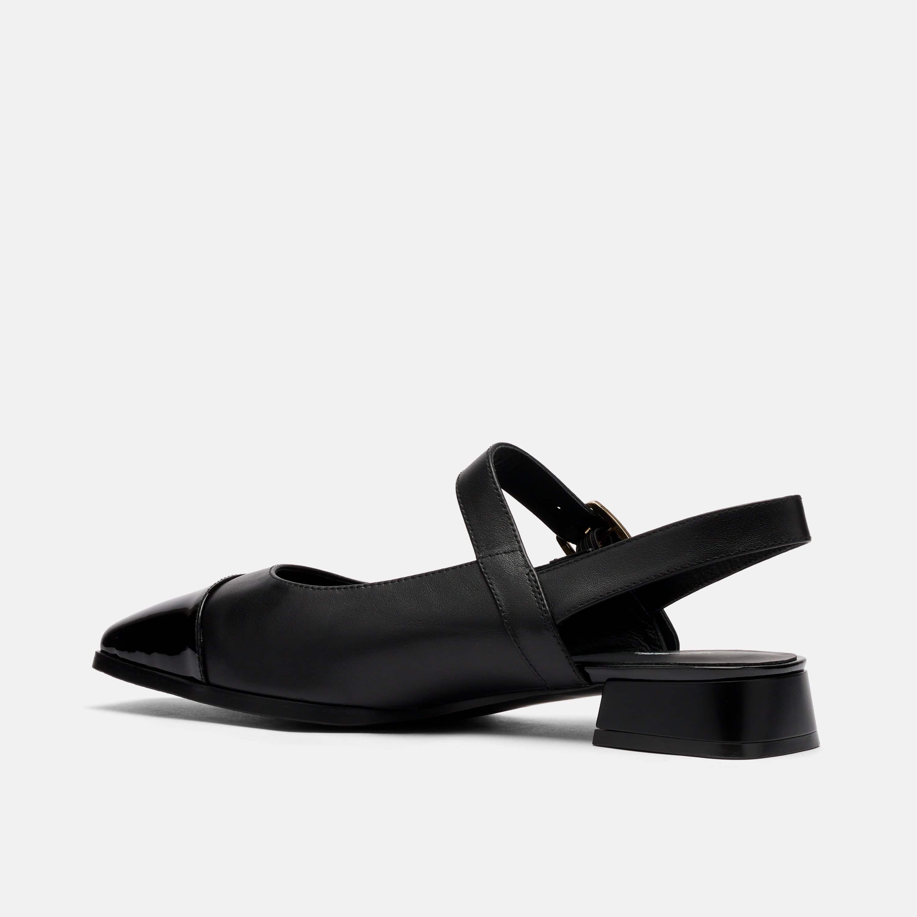 Cora Black Leather Mary Jane Slingbacks - Image 4