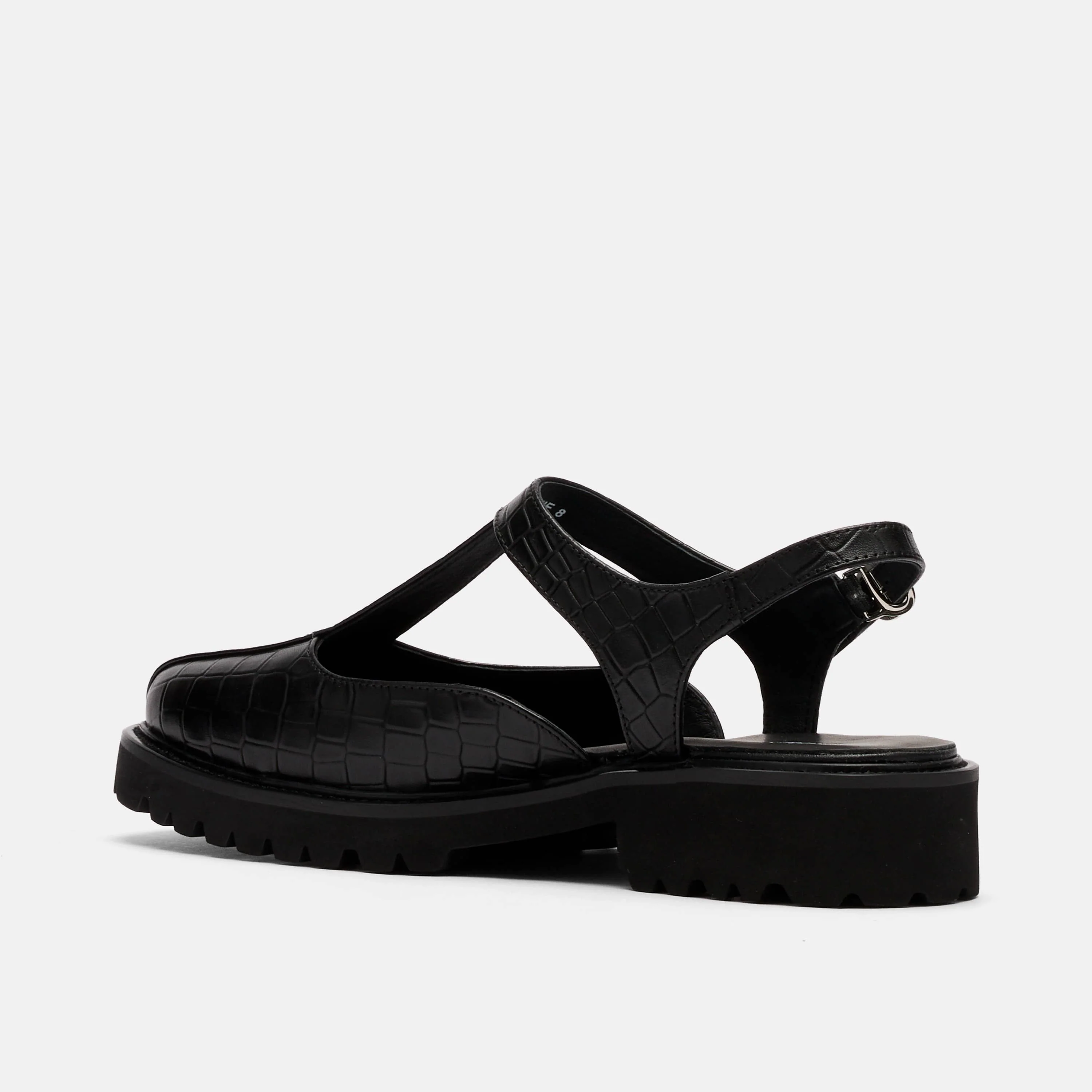 Frankie Black Crocskin Leather Mary Jane Slingbacks - Image 4