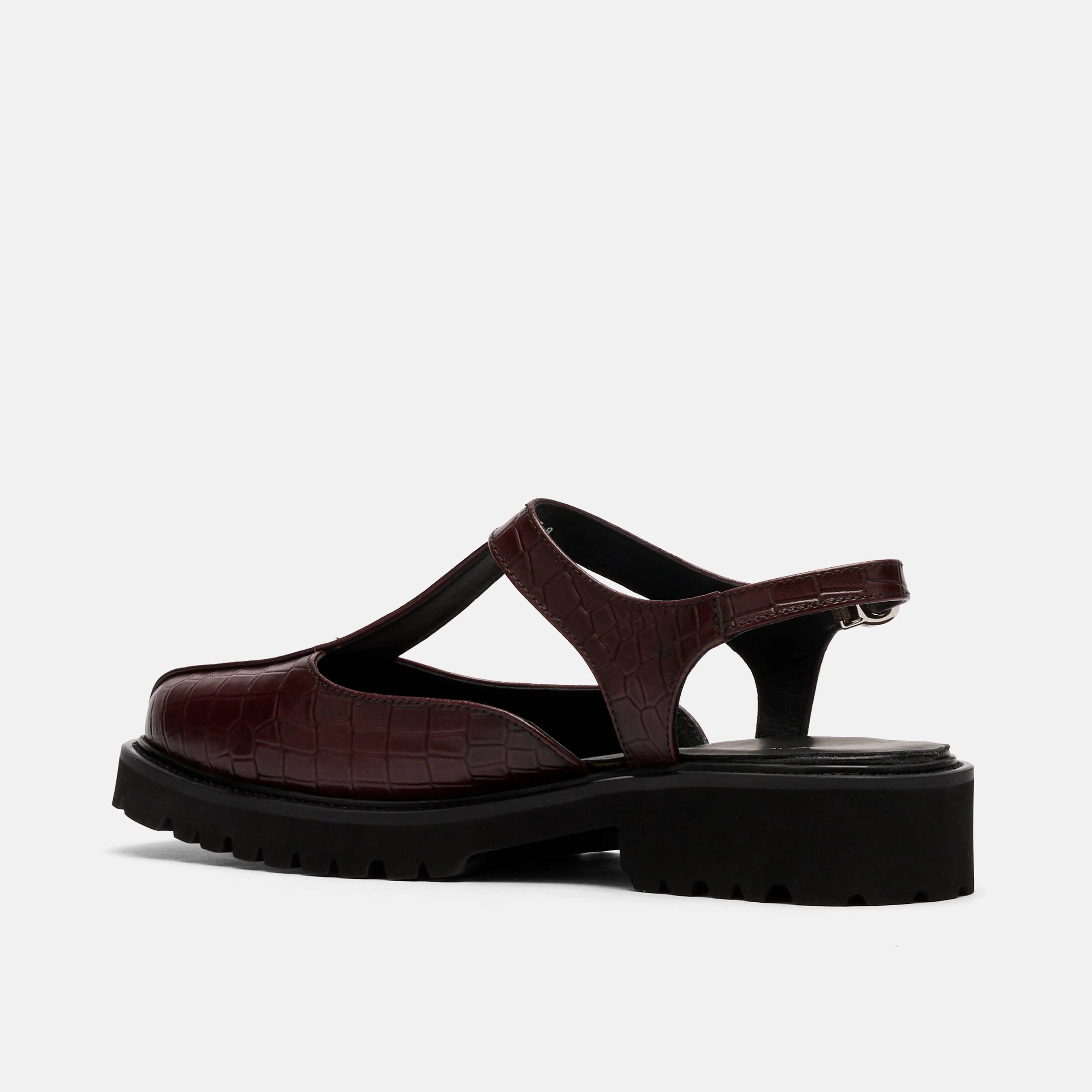 Frankie Wine Crocskin Leather Mary Jane Slingbacks - Image 4