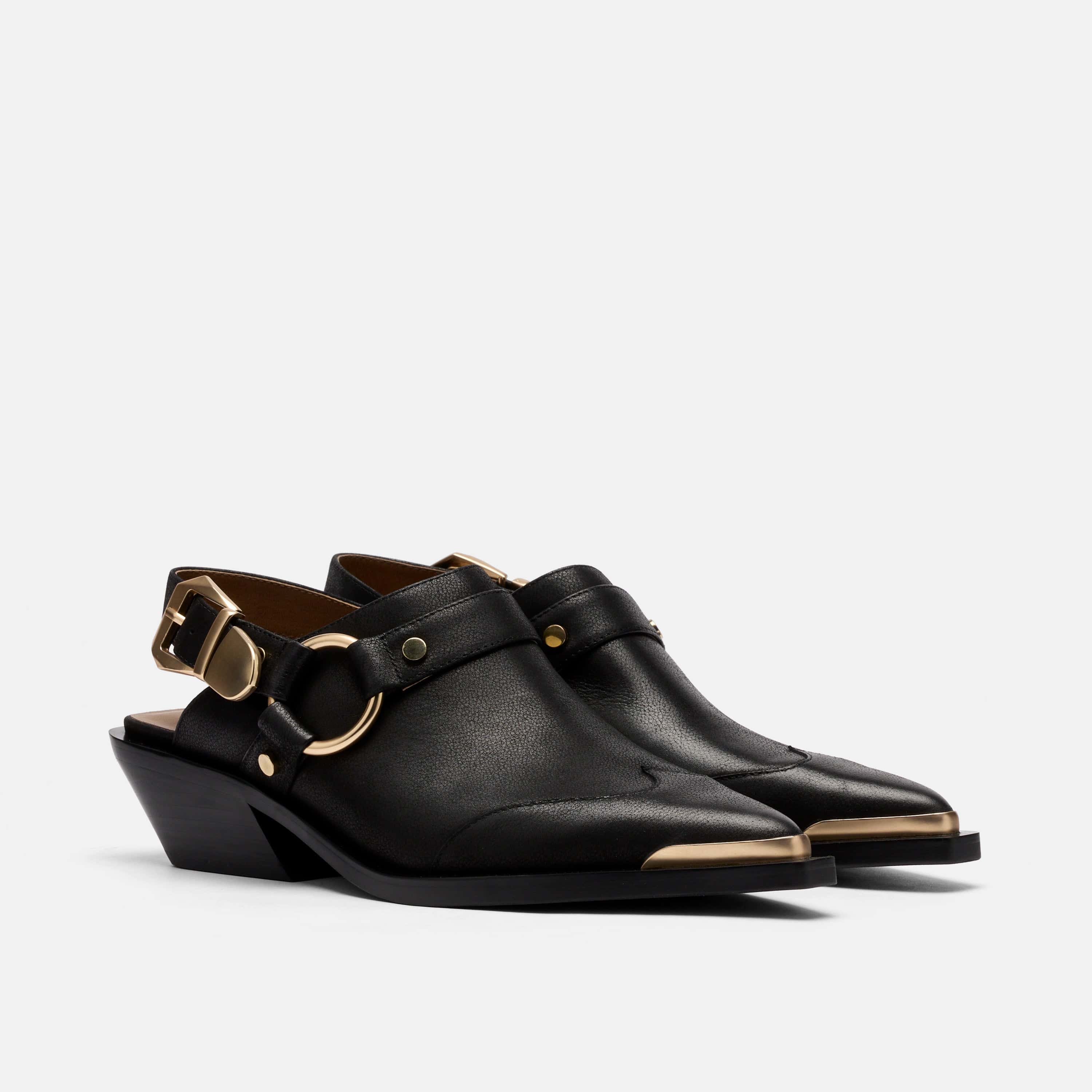 Frontier Black Leather Western Slingbacks - Image 2