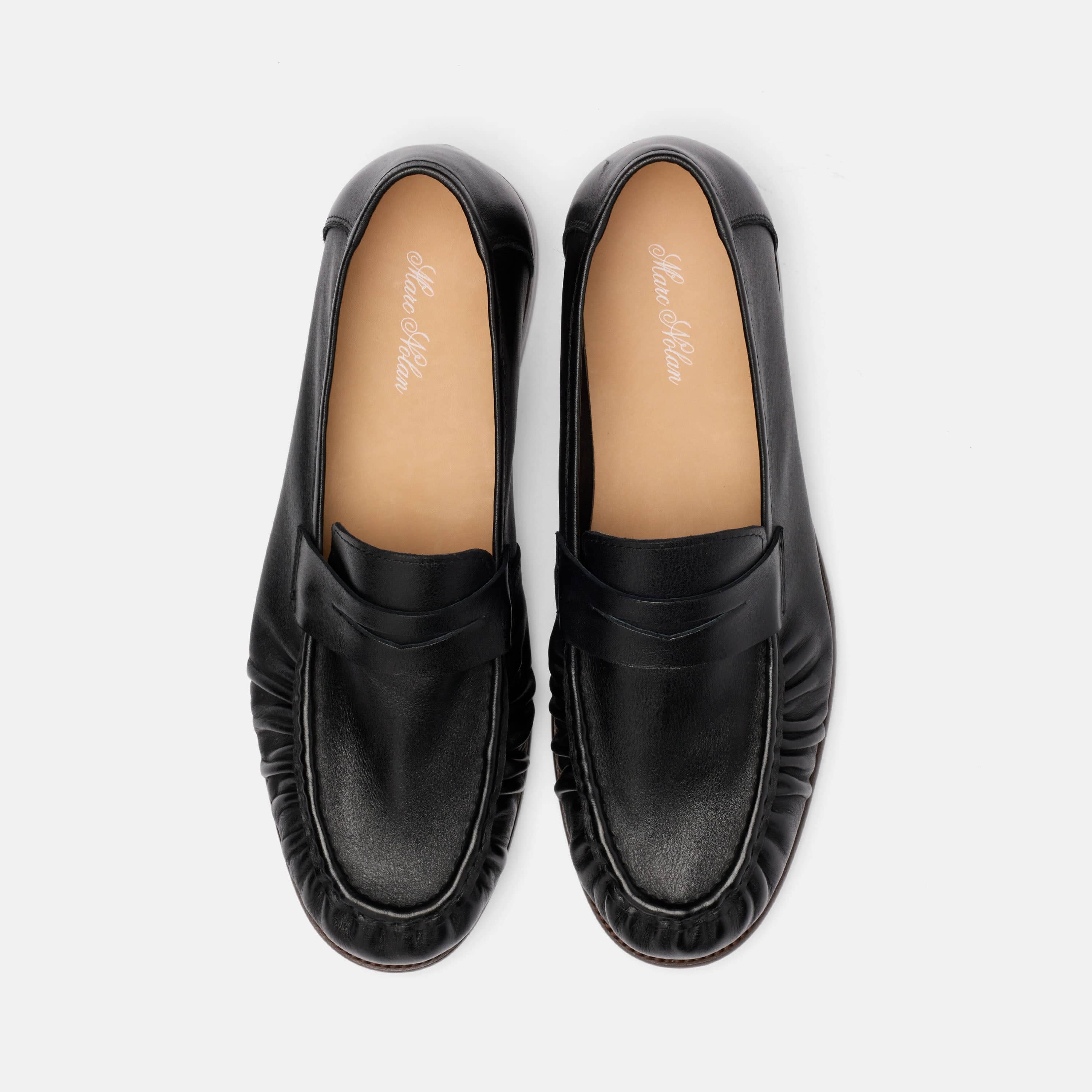 Kennedy Black Pleated Leather Penny Loafers - Image 5