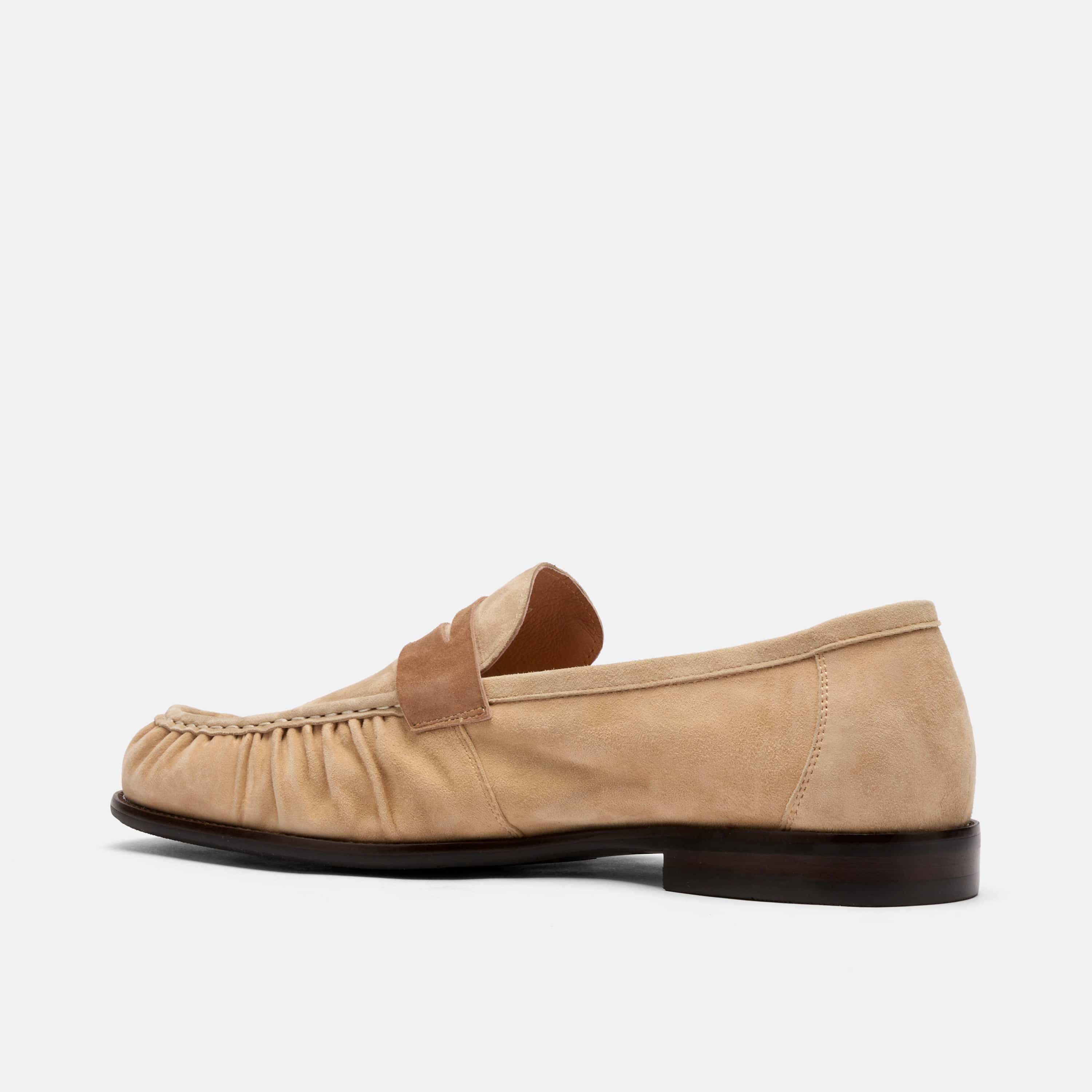 Kennedy Triple Tan Pleated Suede Penny Loafers - Image 5