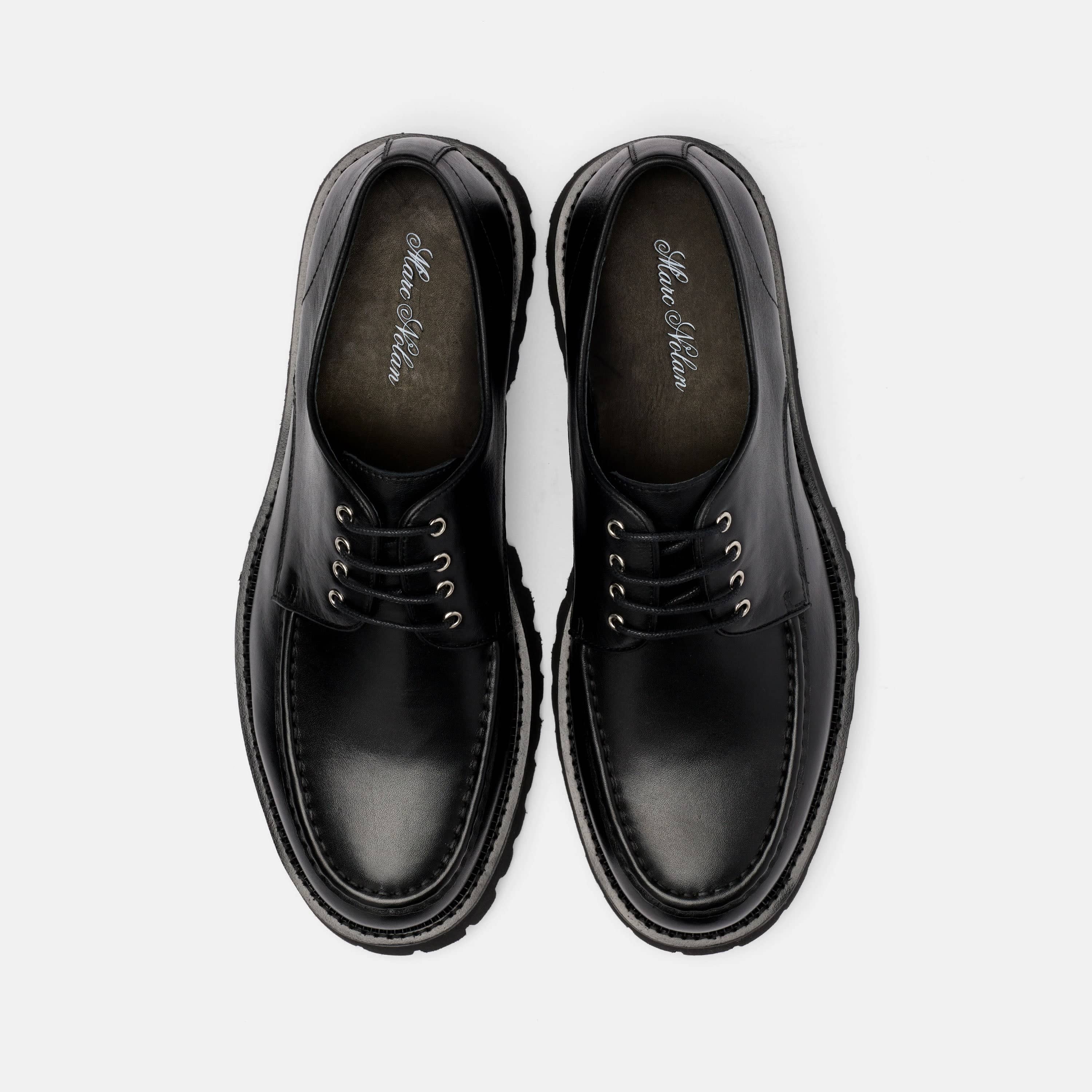 Luca Black Leather Lug Derbys - Image 4