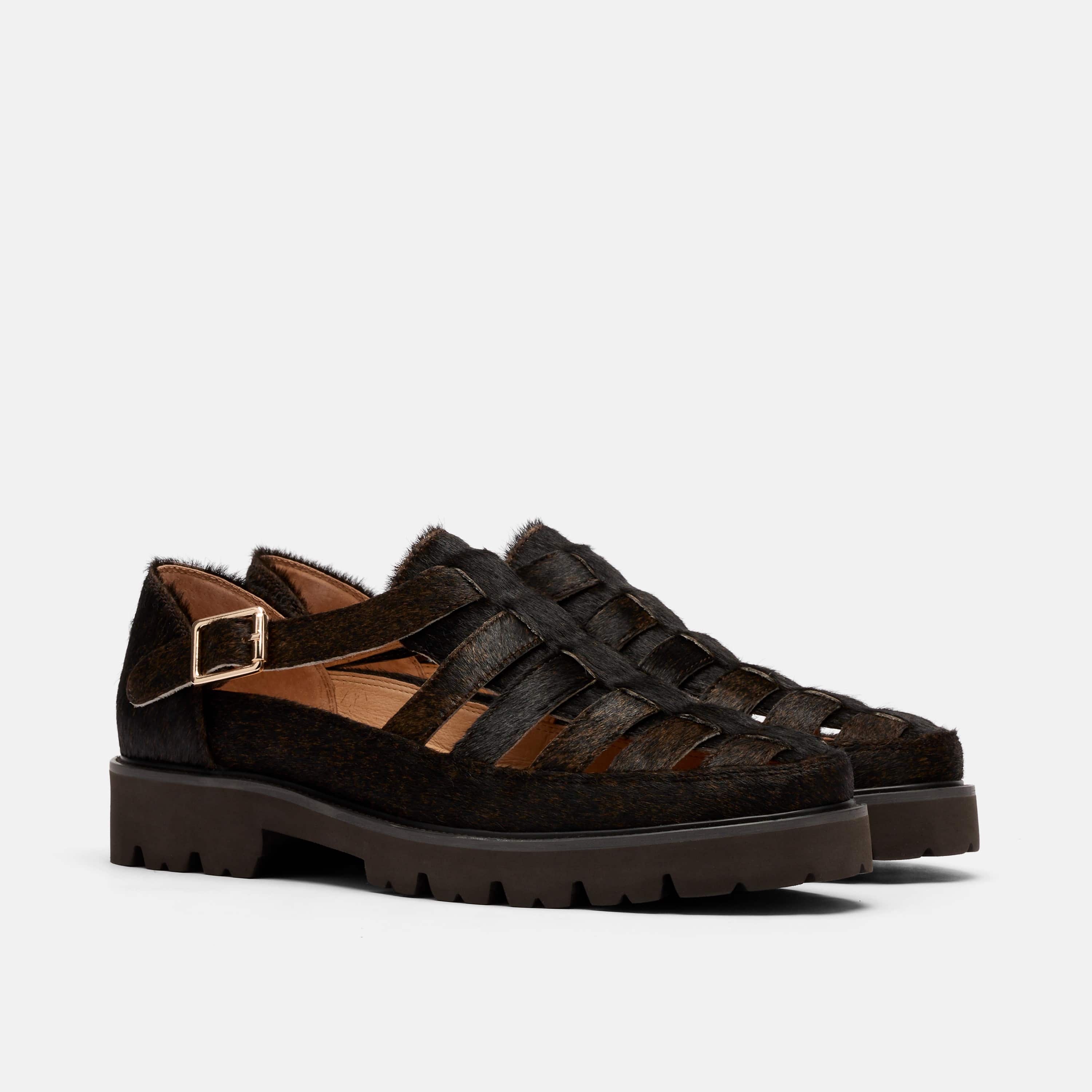 Magellan Brown Pony Hair Lug Fisherman Sandals - Image 2