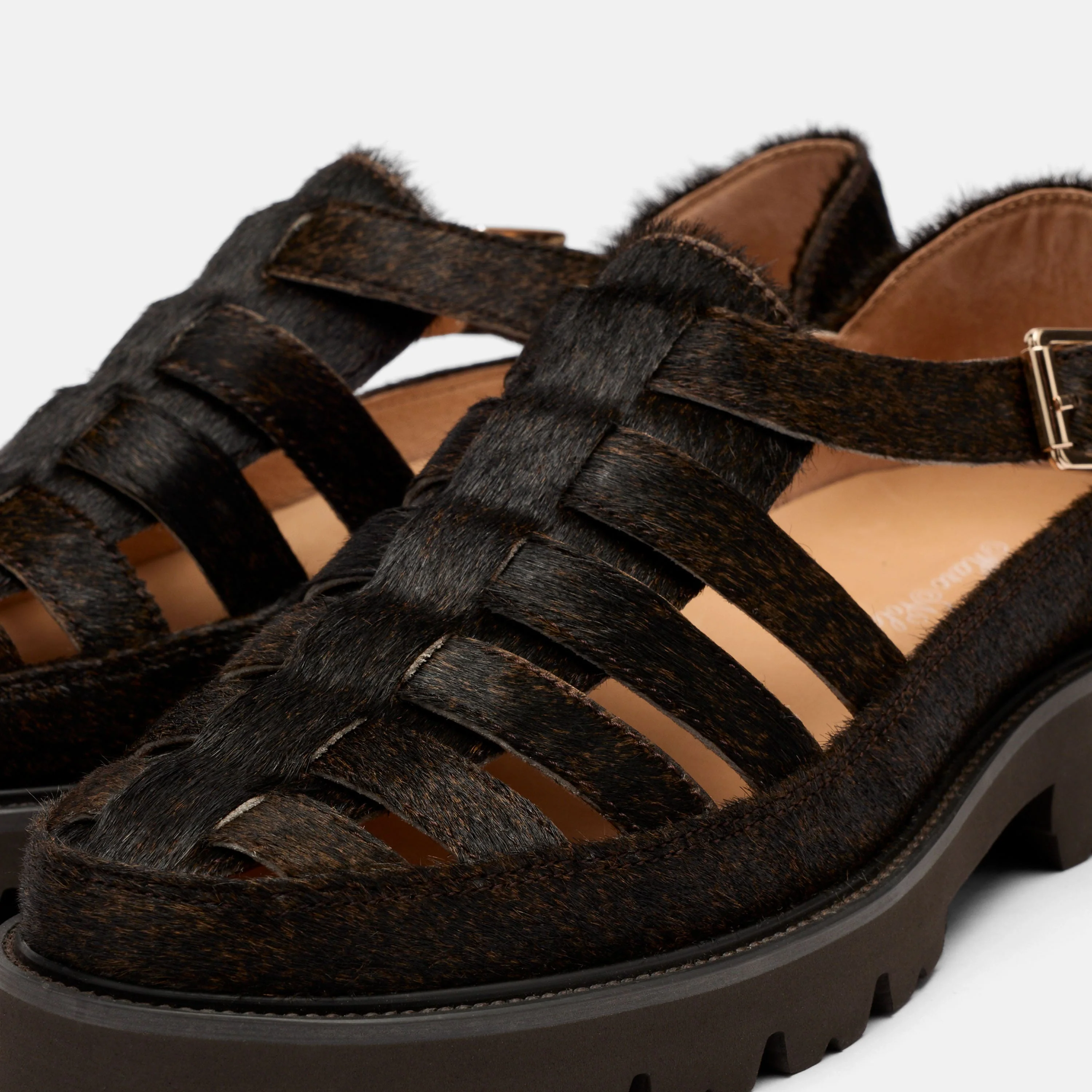 Magellan Brown Pony Hair Lug Fisherman Sandals - Image 3