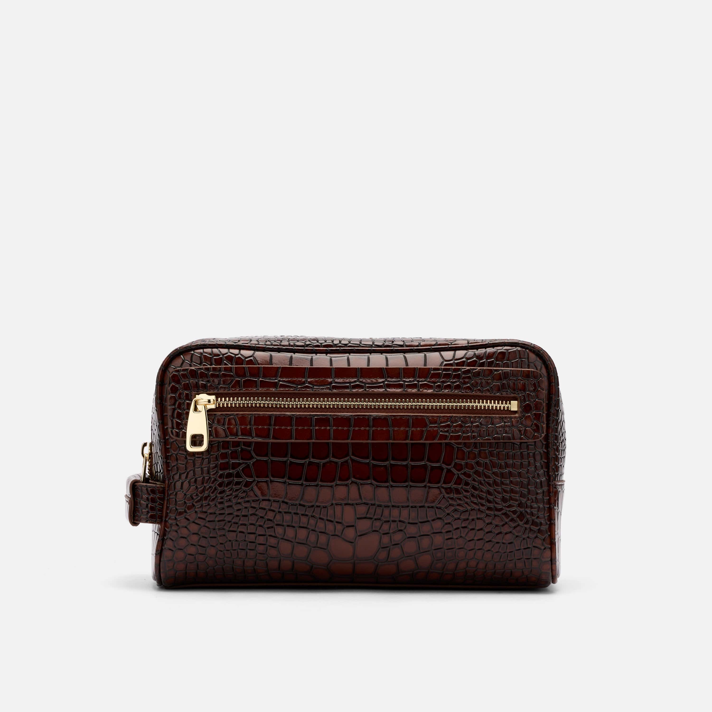Marc Nolan Dopp Kit - Brown Crocskin - Image 7