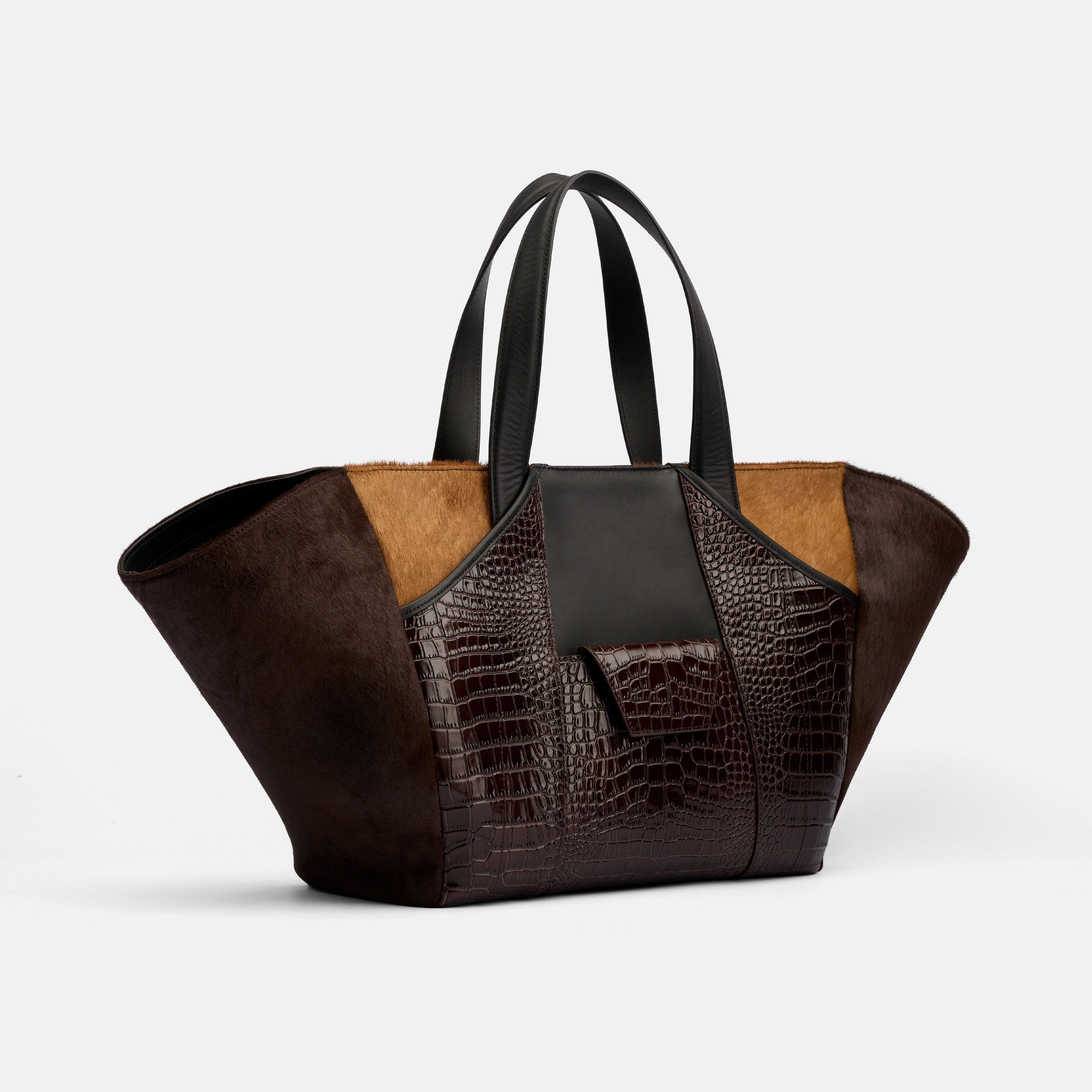 Marissa Structured Tote - Dark Brown Croc Leather - Image 3