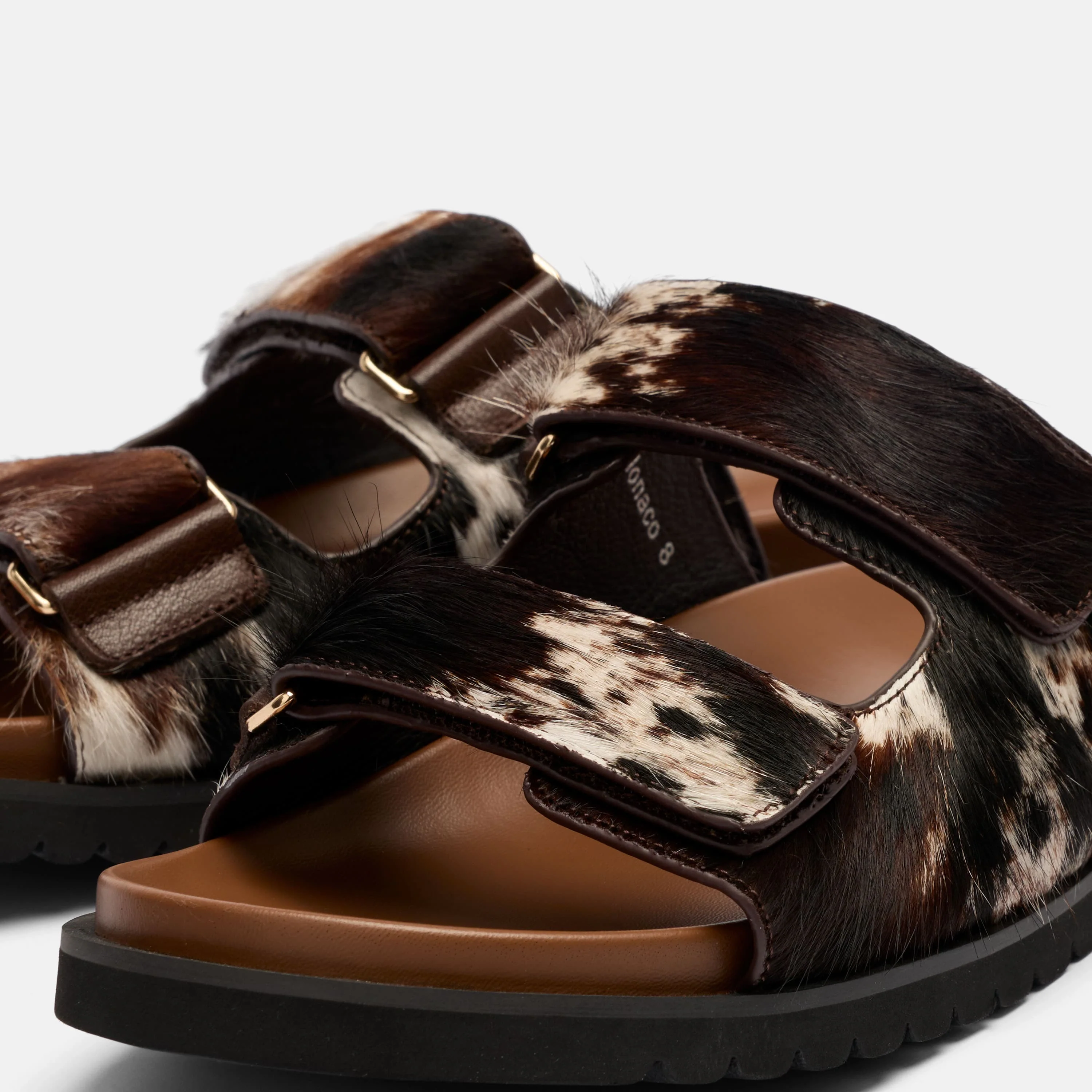 Monaco Dark Horse Pony Hair Strap Sandals - Image 3