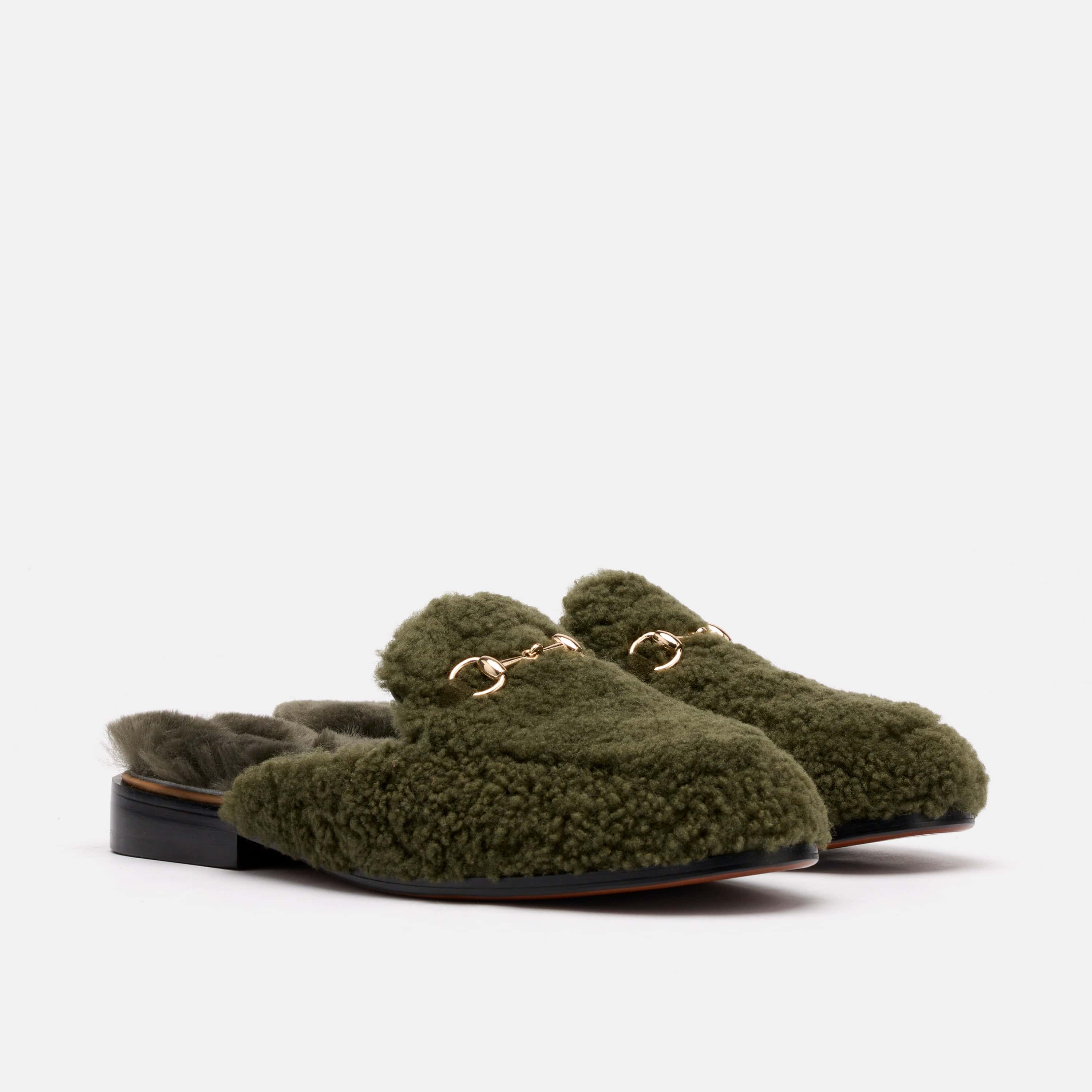 Ms. Del Sol Dark Green Bit Loafer Mule - Image 2