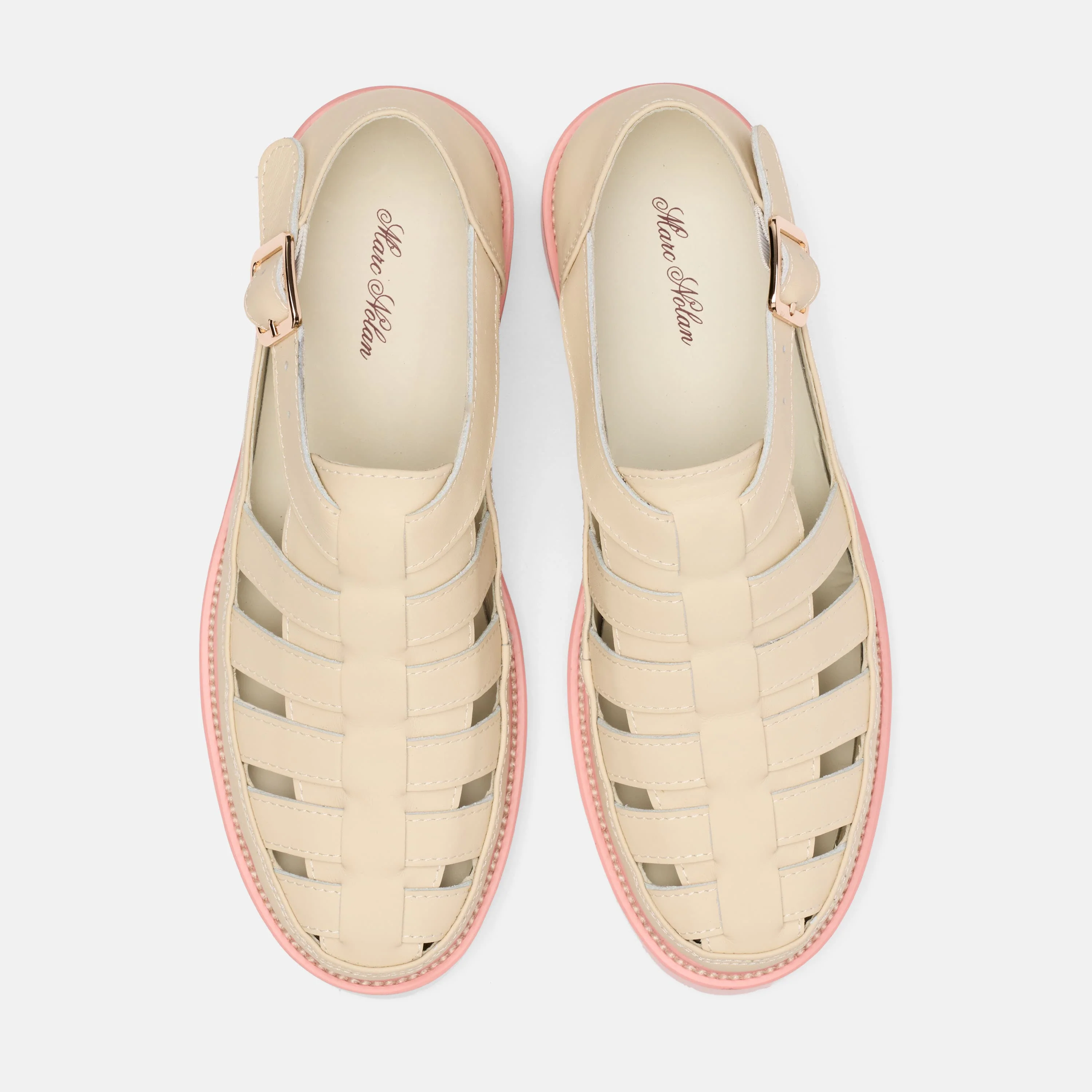 Ms. Magellan Cream/Pink Leather Lug Fisherman Sandals - Image 5