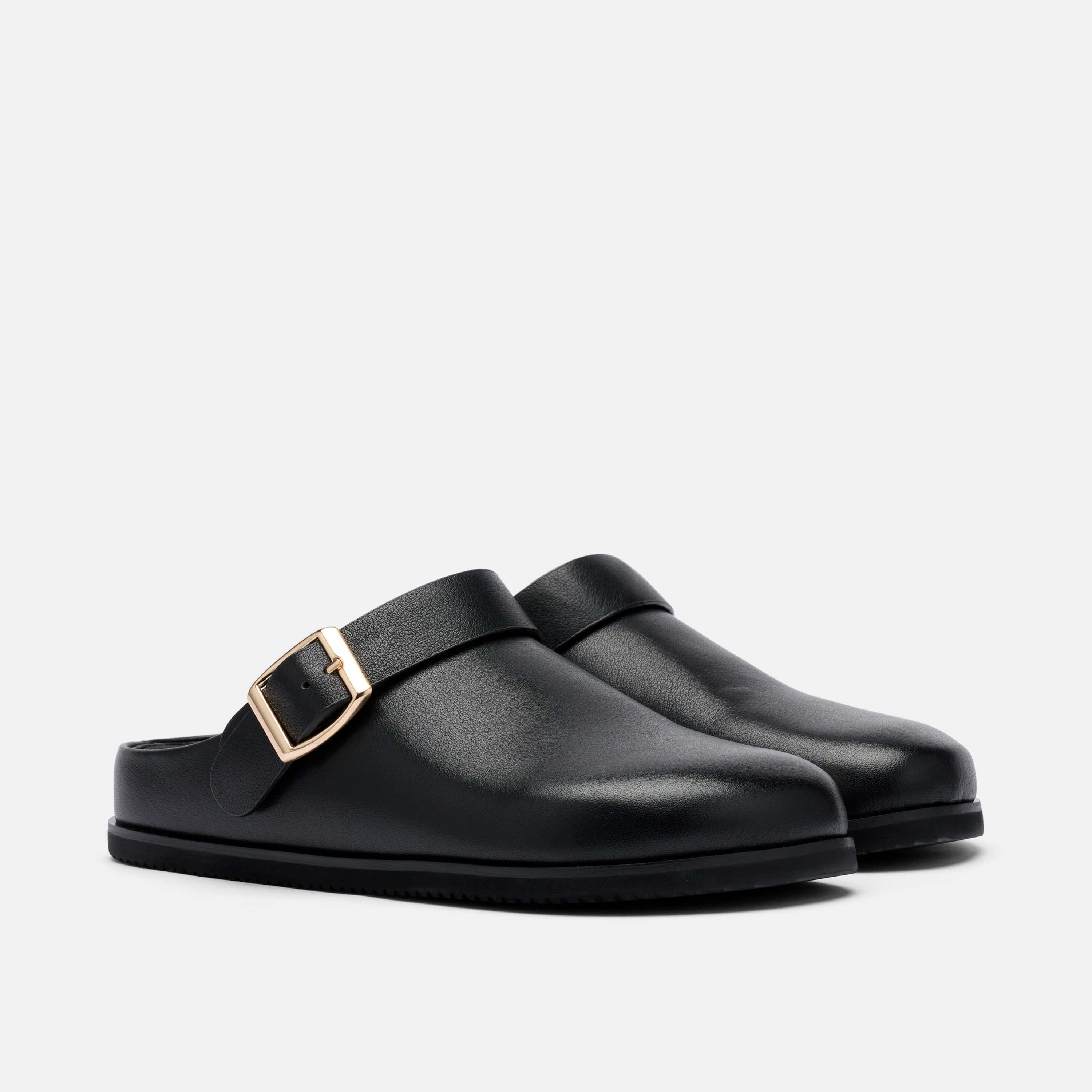 Ms. Solana Black Leather Backstrap Clogs - Image 2