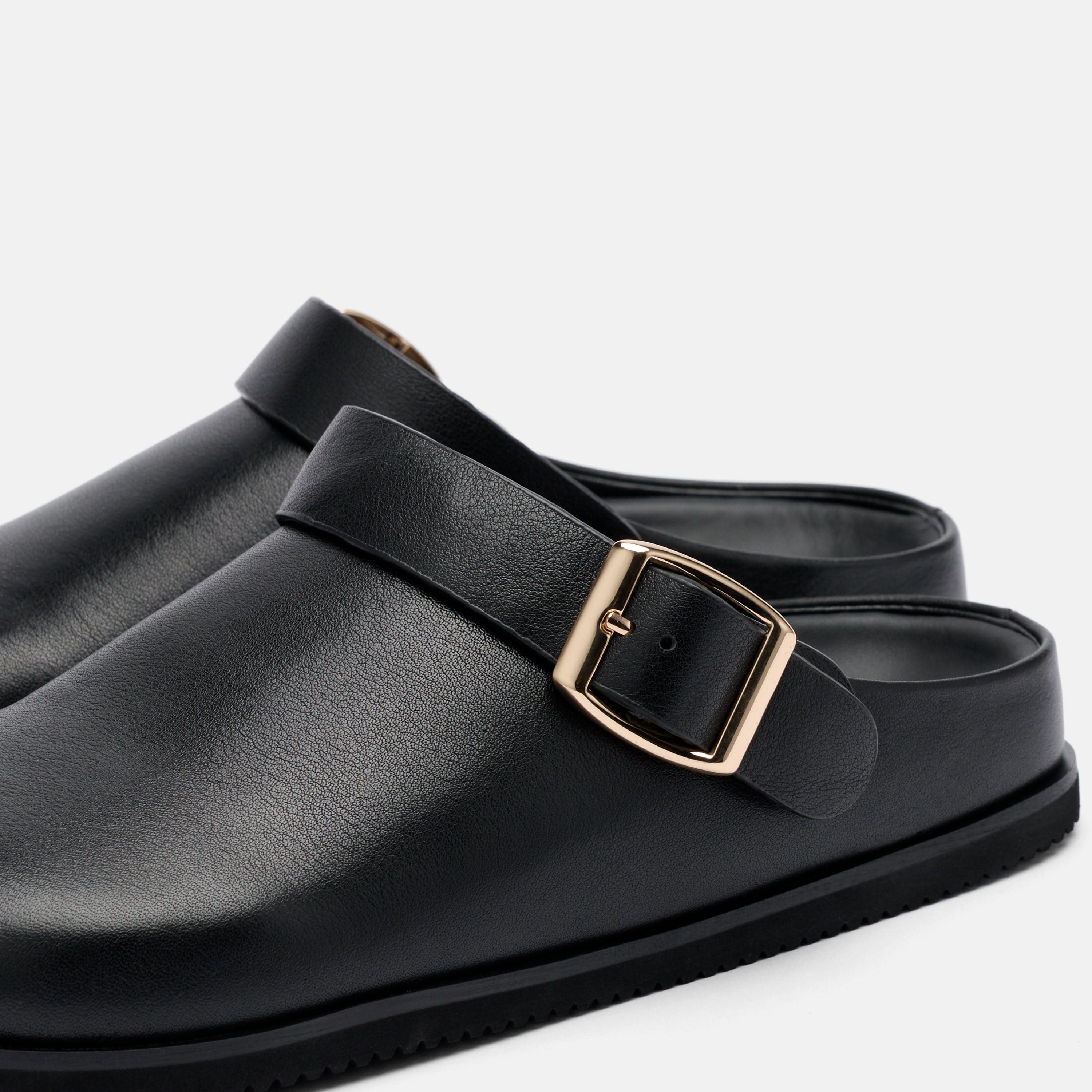 Ms. Solana Black Leather Backstrap Clogs - Image 4