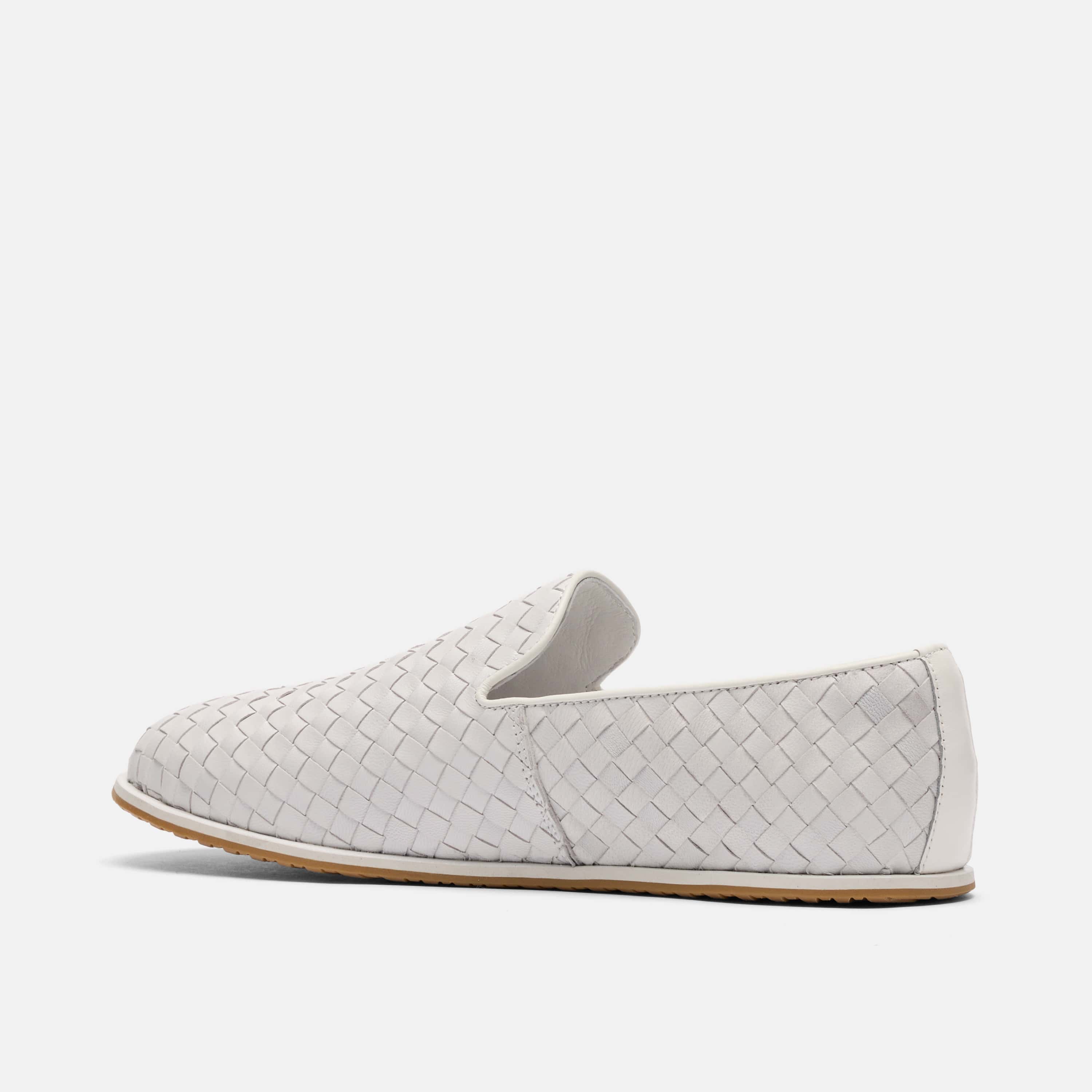 Portofino White Woven Leather Venetian Loafers - Image 4