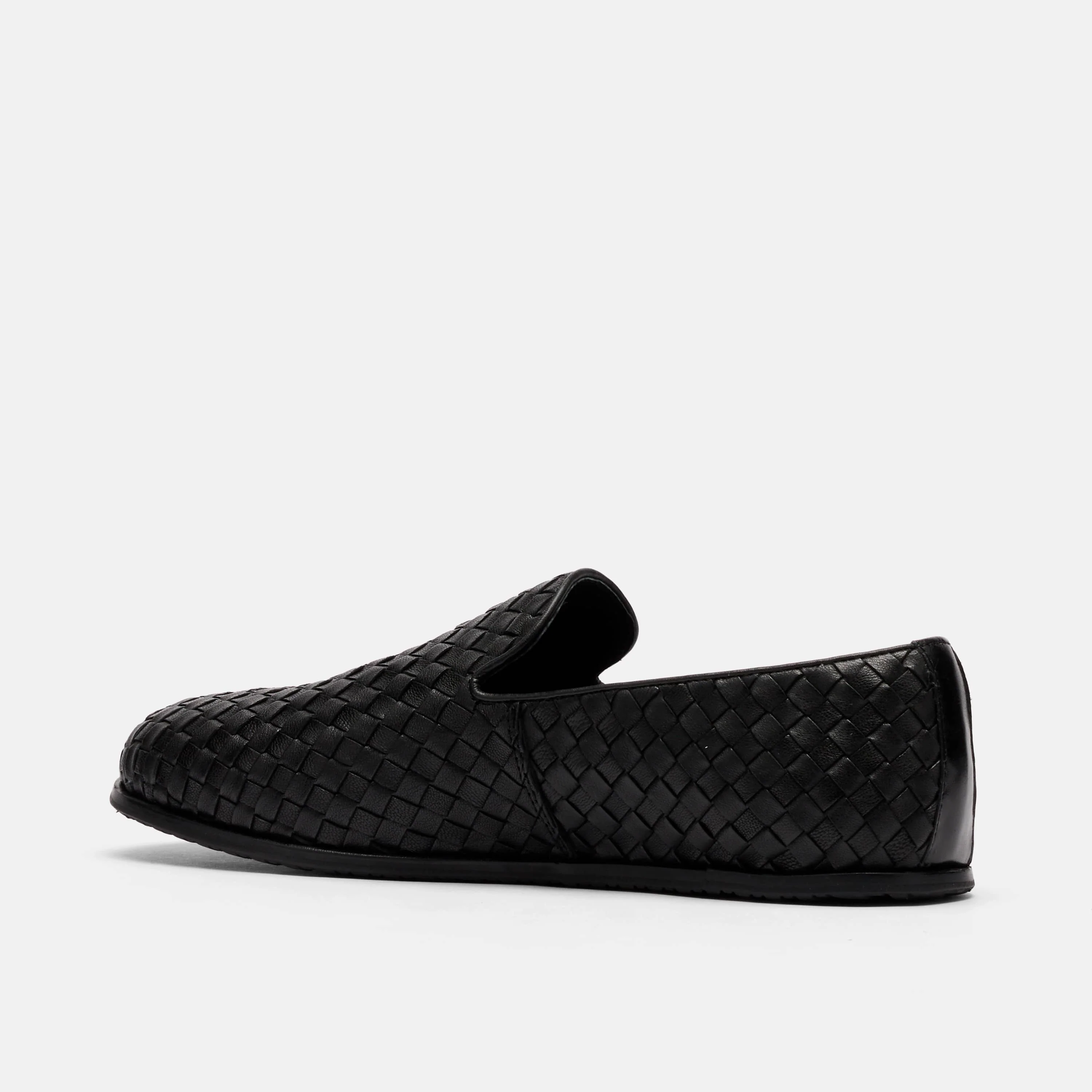 Portofino Black Woven Leather Venetian Loafers - Image 4