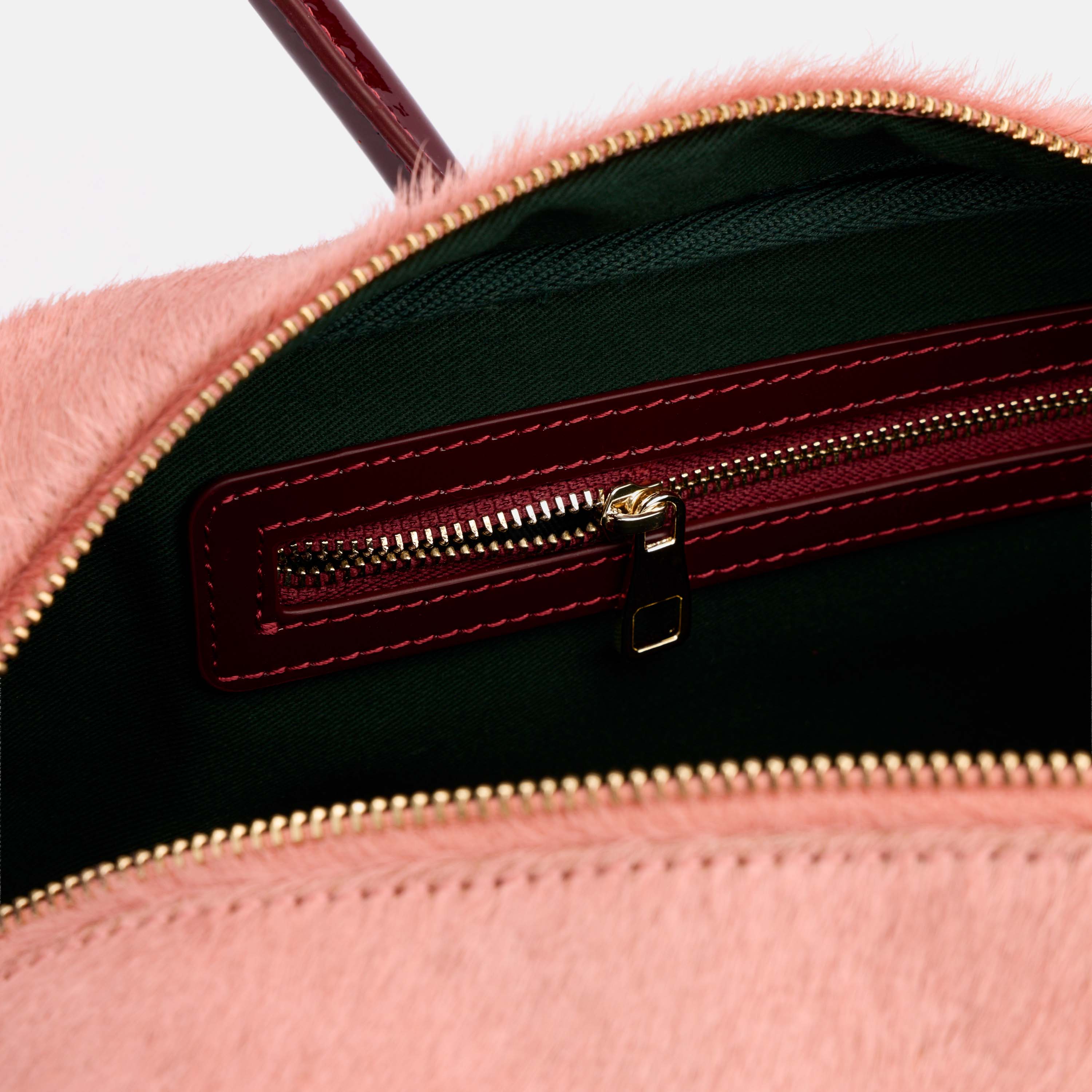 Serena Horsebit Shoulder Bag - Pink Haircalf & Burgundy Patent - Image 4