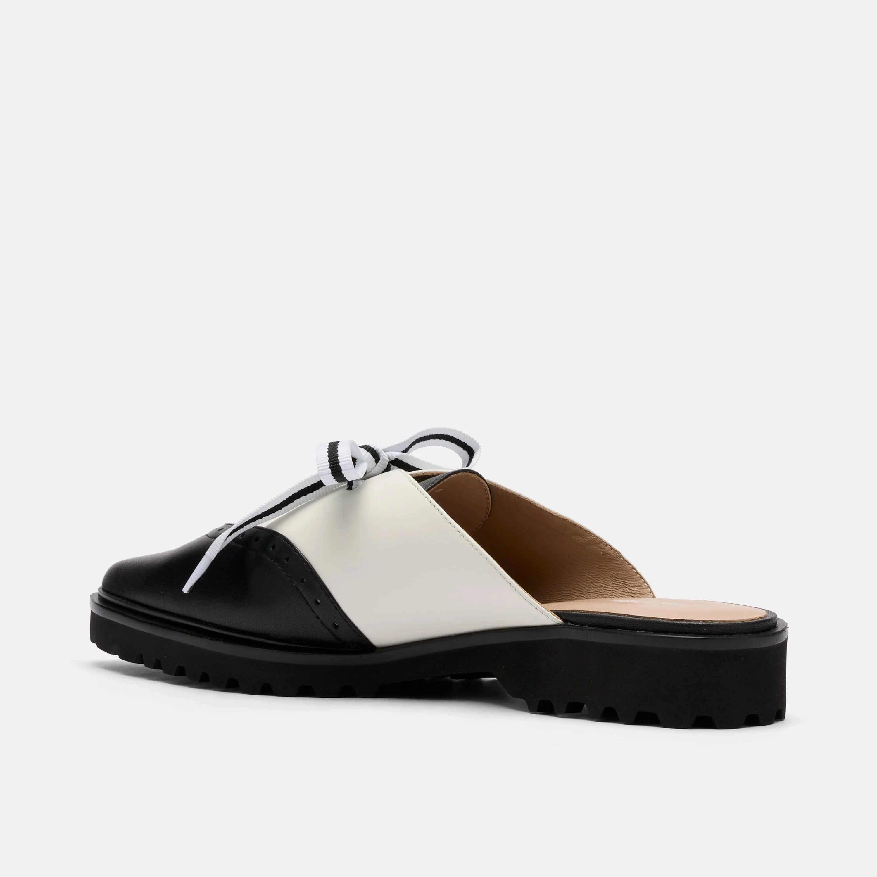 Vera Black/White Leather Oxford Mules - Image 4