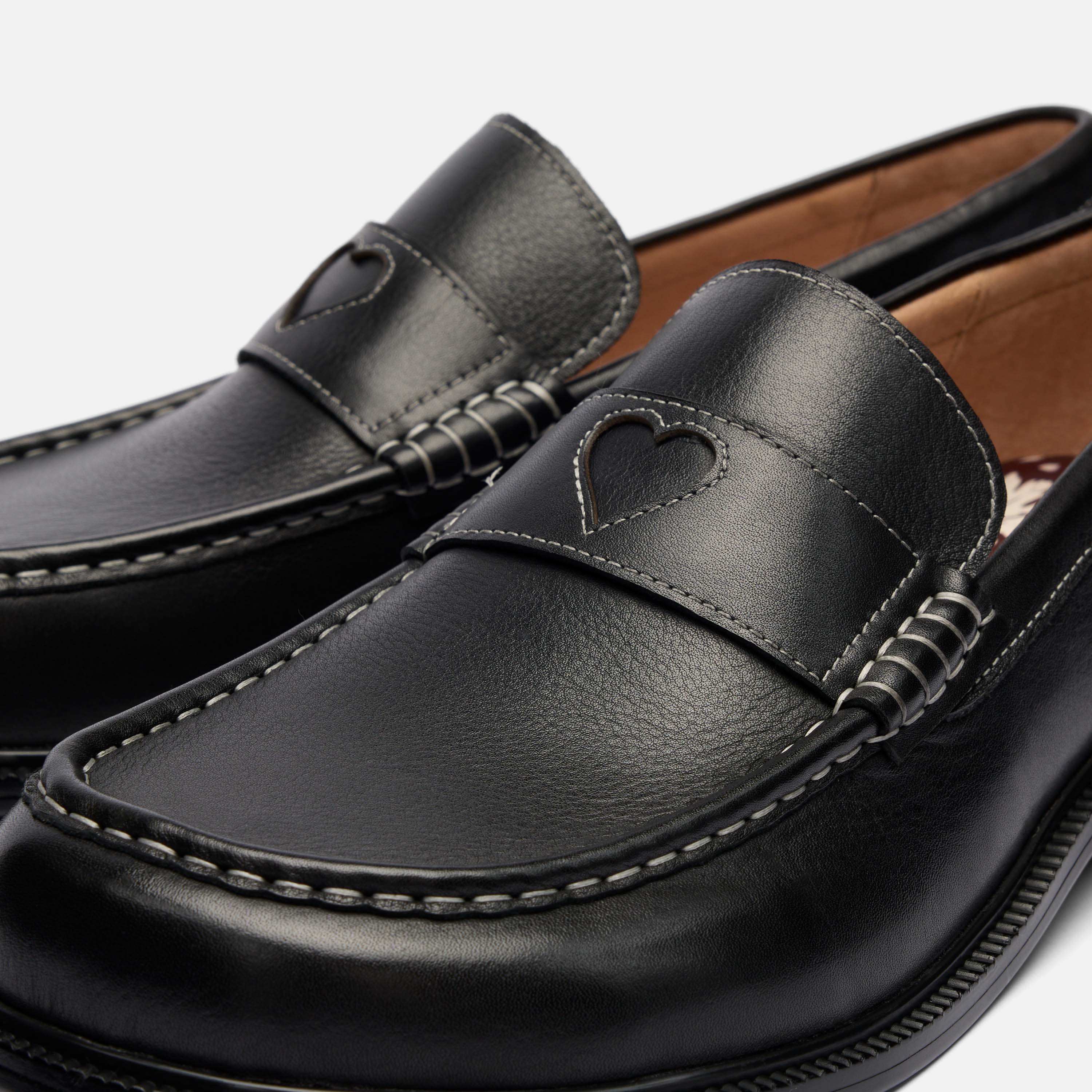 Wildheart Black Leather Penny Loafers - Image 3