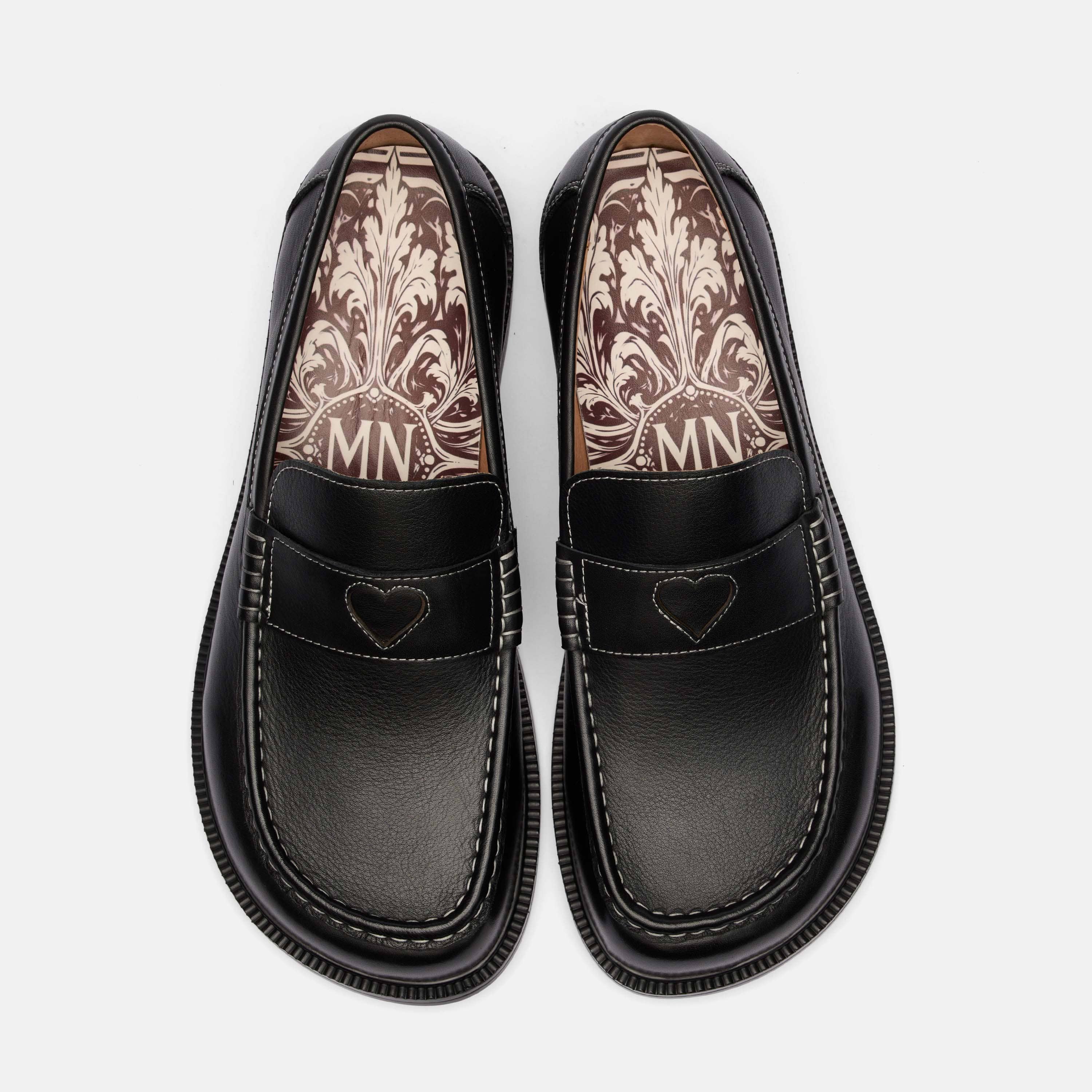 Wildheart Black Leather Penny Loafers - Image 4